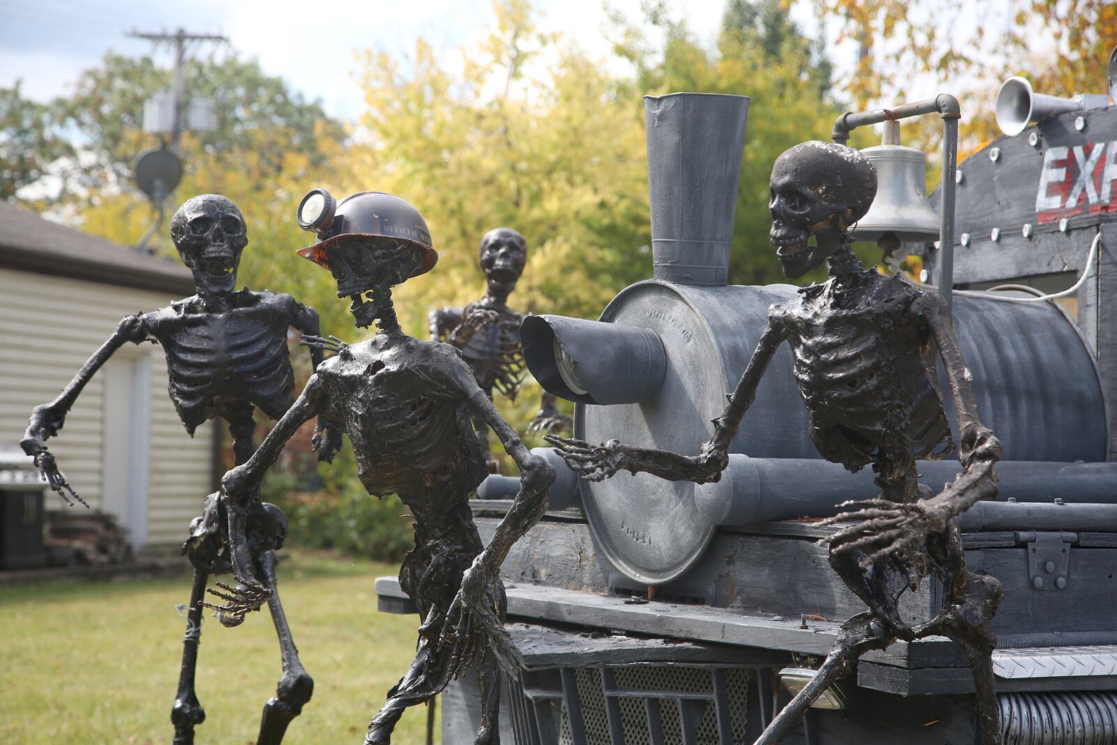 Despite the pandemic, Mike Foy, the owner of Foy’s Halloween stores, has kept his ghoulish tradition alive this year with spooky outdoor displays in downtown Fairborn. Hearses, caskets and creatures abound. You never know what you’ll find when you turn a corner. LISA POWELL / STAFF