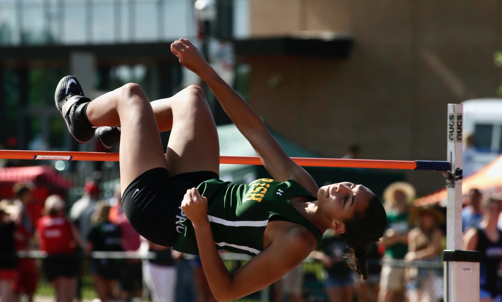 Catholic Central's Mallory Mullen competes in the high jump in the Division III state track championship on Friday, June 3, 2022, at Jesse Owens Memorial Stadium in Columbus. David Jablonski/Staff