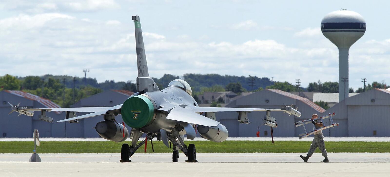 The 180th Fighter Wing of the Ohio Air National Guard temporarily moved all of its flight operations to Wright-Patterson Air Force Base while runway maintenance was conducted at its home base at Toledo Express Airport in 2013. TY GREENLEES / FILE PHOTO