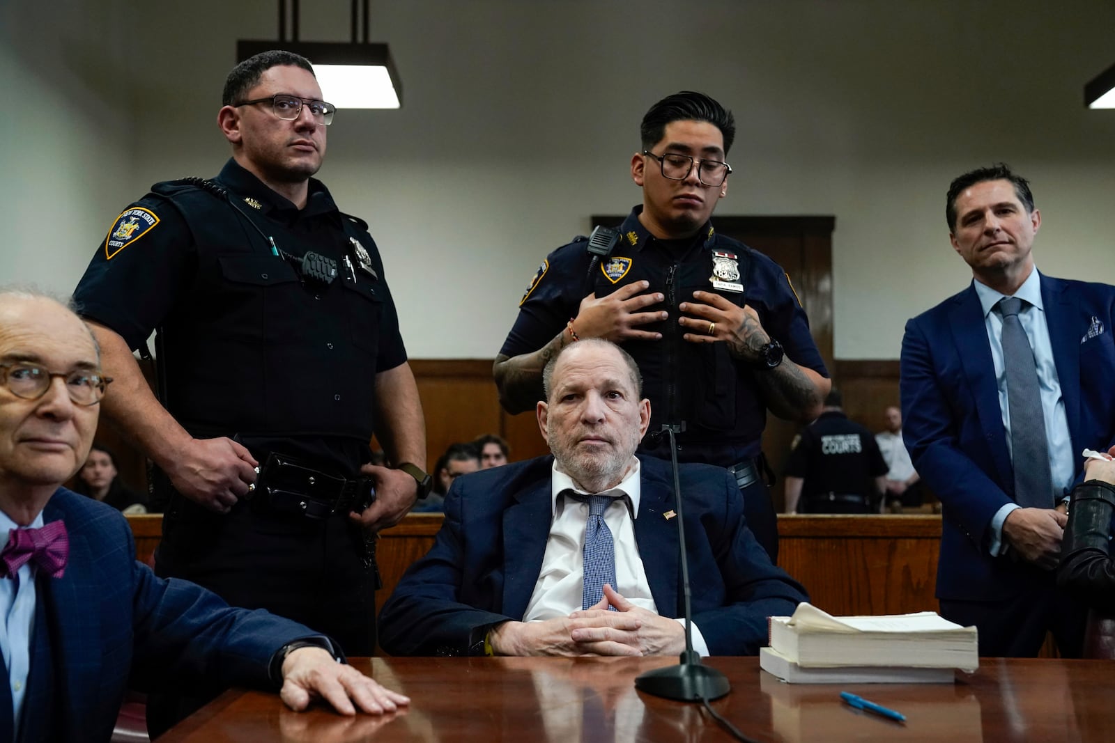 Former film producer Harvey Weinstein attends a hearing ahead of his retrial at State Supreme Court in New York, Wednesday, Jan. 29, 2025. (Timothy A. Clary/Pool Photo via AP)