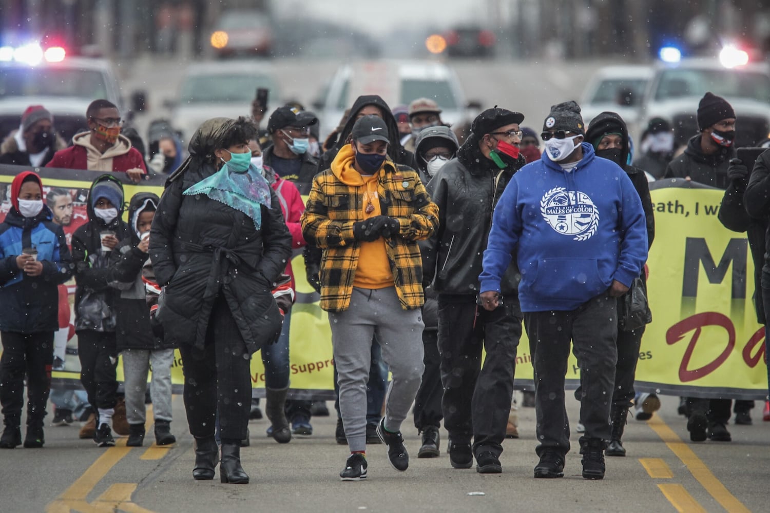 Crowd braves the cold for MLK Day march