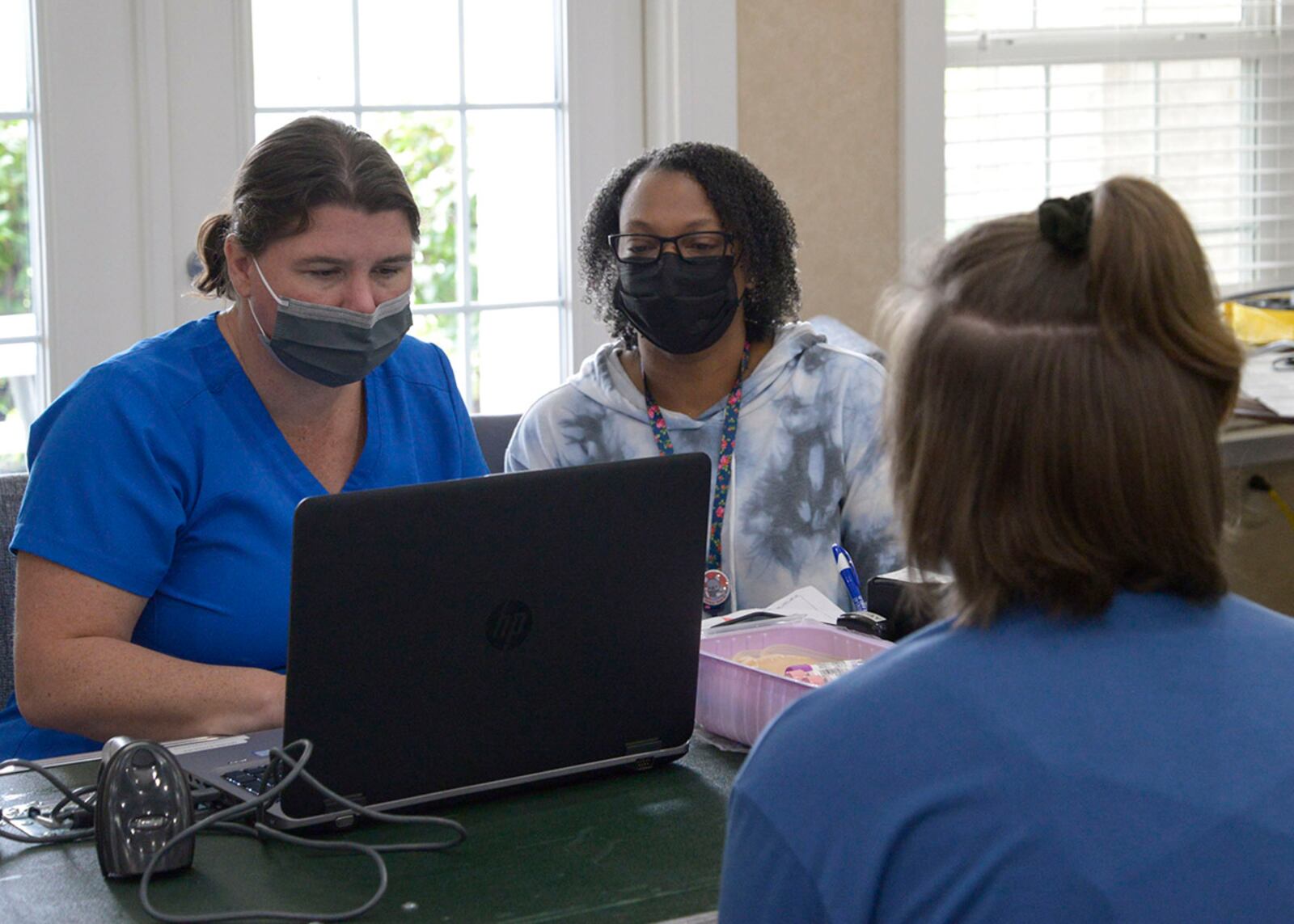 Workers at a blood drive check in a scheduled donor at Wright-Patterson Air Force Base on Sept. 23. The Armed Services Blood Program mission is to provide blood and blood products to U.S. armed forces needed on the battlefield, as well as in military treatment facilities worldwide. U.S. AIR FORCE PHOTO/SENIOR AIRMAN EMILY RUPERT