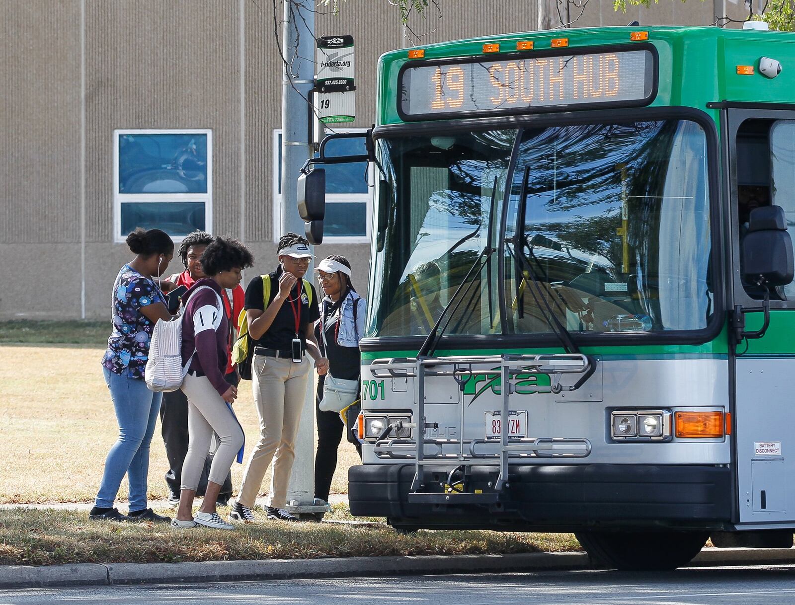 Ponitz Career Technology Center students board a Greater Dayton Regional Transit Authority bus after dismissal Tuesday. In fall 2019, high school students were able to use Dayton Public Schools-paid RTA passes to ride “limited service” routes specifically designed to serve the high schools. CHRIS STEWART / STAFF