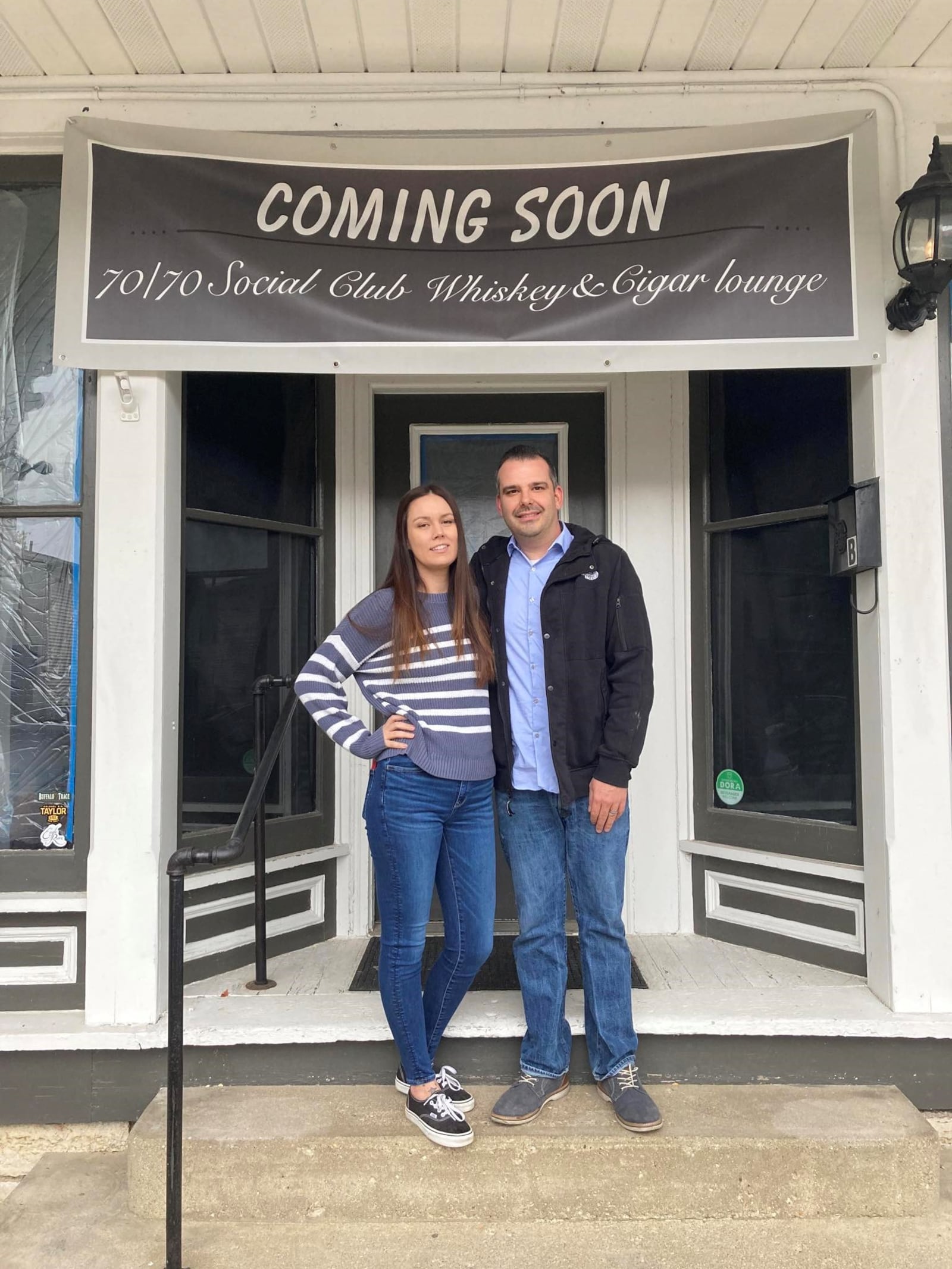 A new whiskey and cigar lounge, 70/70 Social Club, is expected to open by the end of this year in downtown Springboro. Pictured are owners Zach and Casey Bailey. CONTRIBUTED PHOTO 