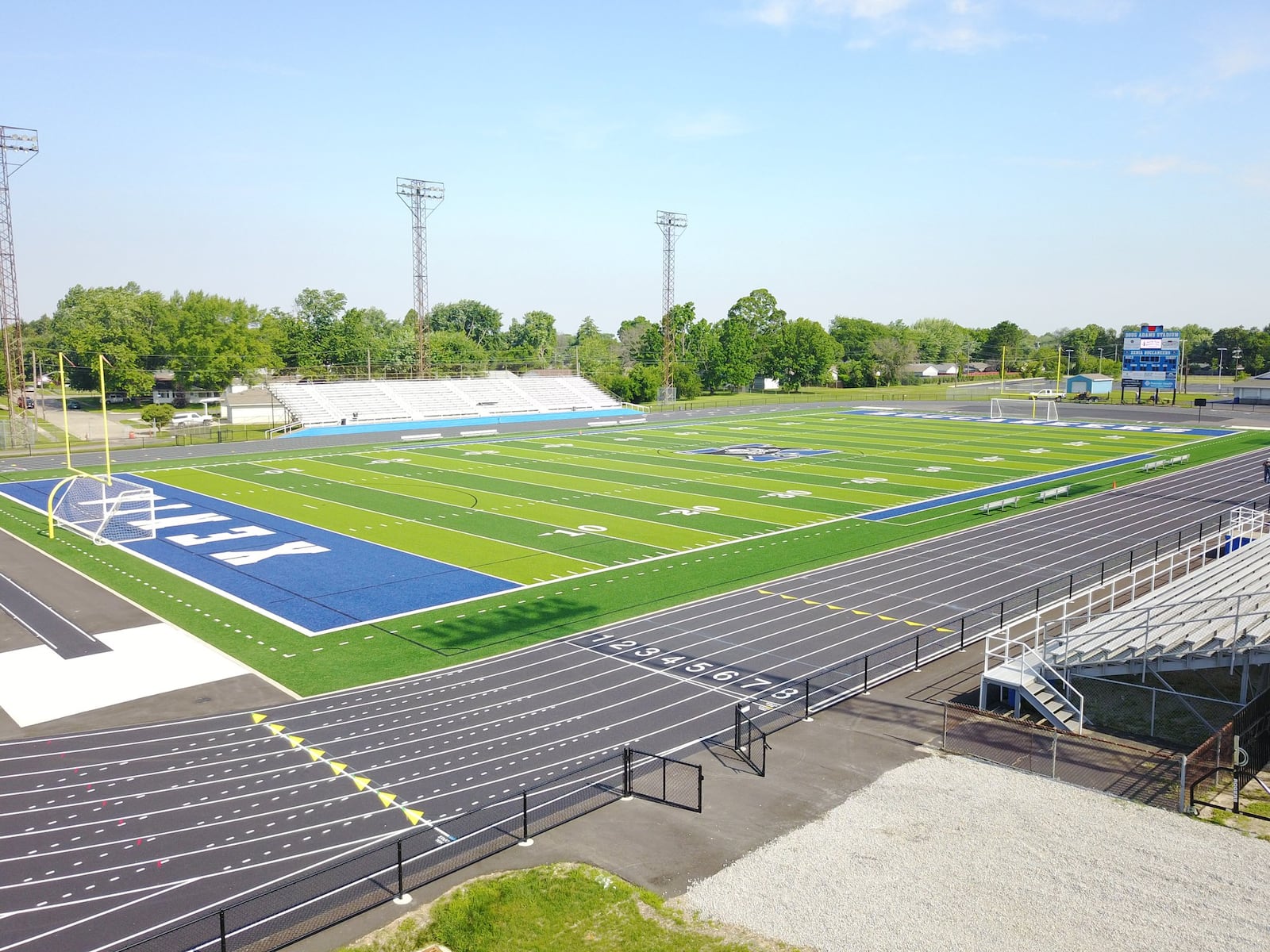 Doug Adams Stadium at Xenia High School has a new track installed that will debut to the community Wednesday at the Neighborhood Night Out.