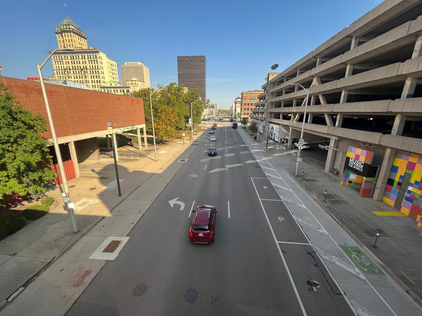 South Jefferson Street in downtown Dayton. Two people were shot in this area on Tuesday, Sept. 19, 2023. CORNELIUS FROLIK / STAFF