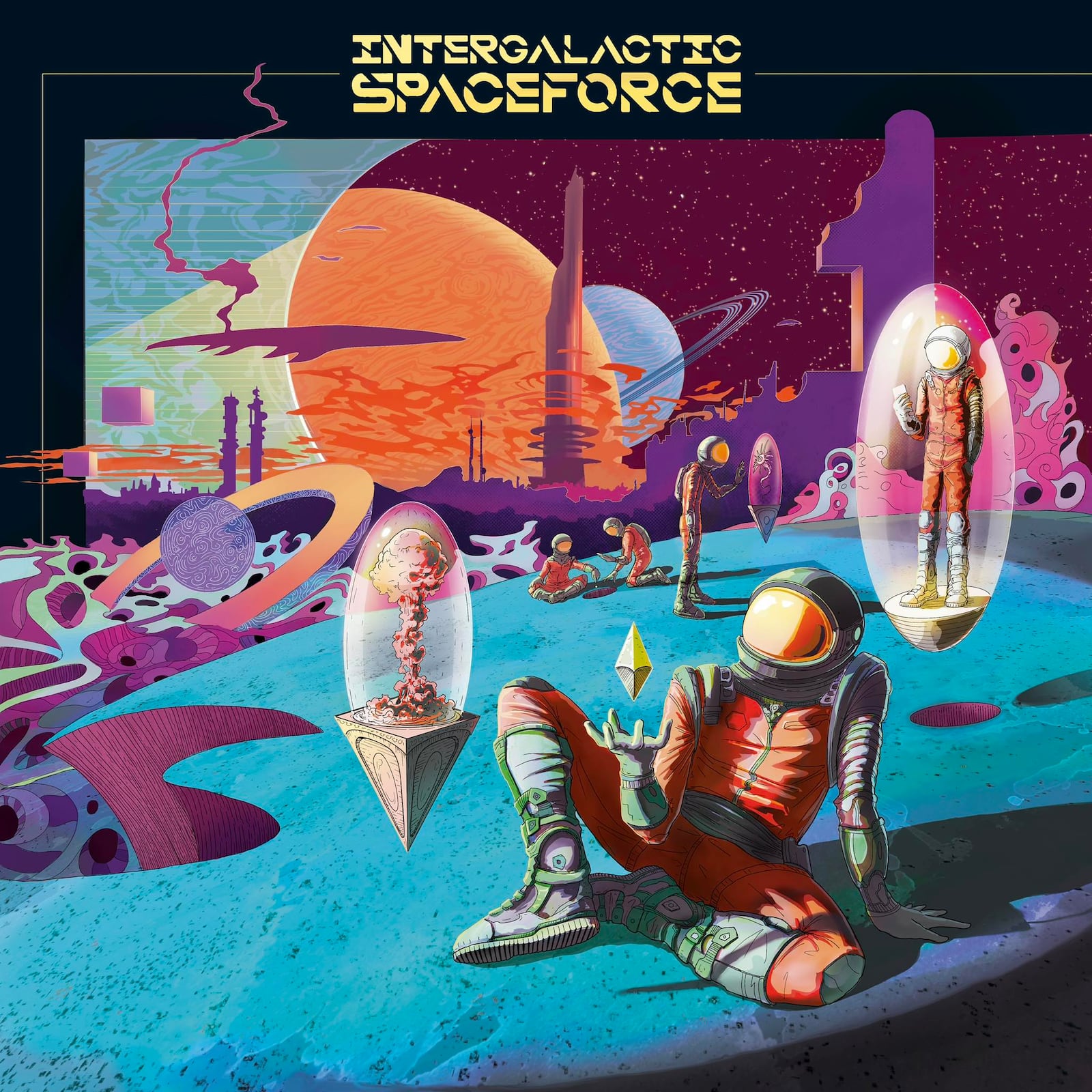 Logan Walden’s trippy sci-fi cover art for Intergalactic Space Force’s new album, “Vimana,” fits the cosmic blend of rock, reggae, funk and electronic music. The Dayton jam band celebrates the album’s release at Courtyard Lounge in Englewood on Saturday, Feb. 10.