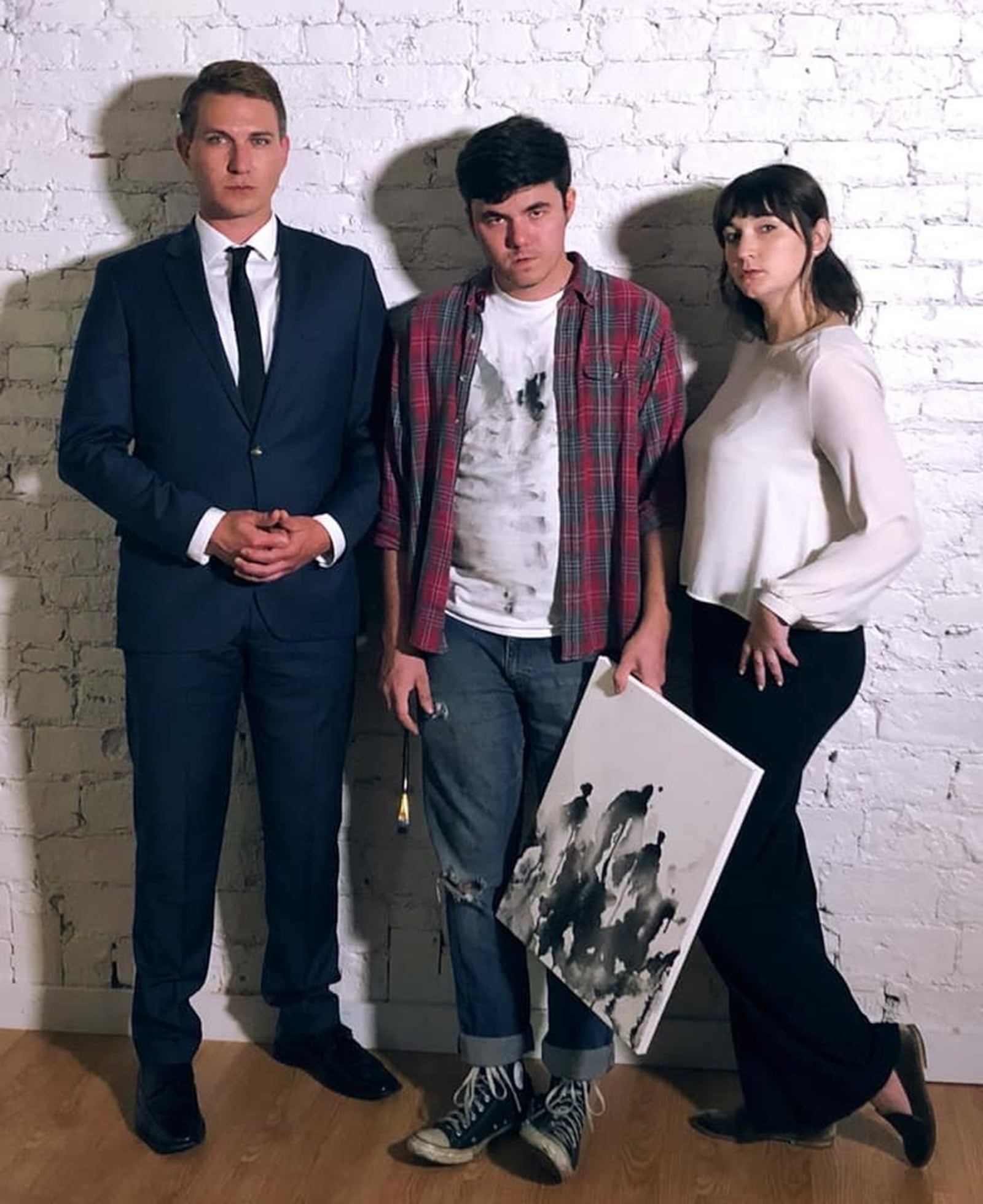 From left: Phillip Drennen (Man), A.J. Breslin (Matt) and Rae Buchanan (Anna) star in Playground Theatre’s local premiere of Cory Finley’s dark comedy “The Feast,” slated Oct. 25-28 as the inaugural production of the Victoria Theatre Association’s PNC Arts Annex. CONTRIBUTED/KNACK CREATIVE