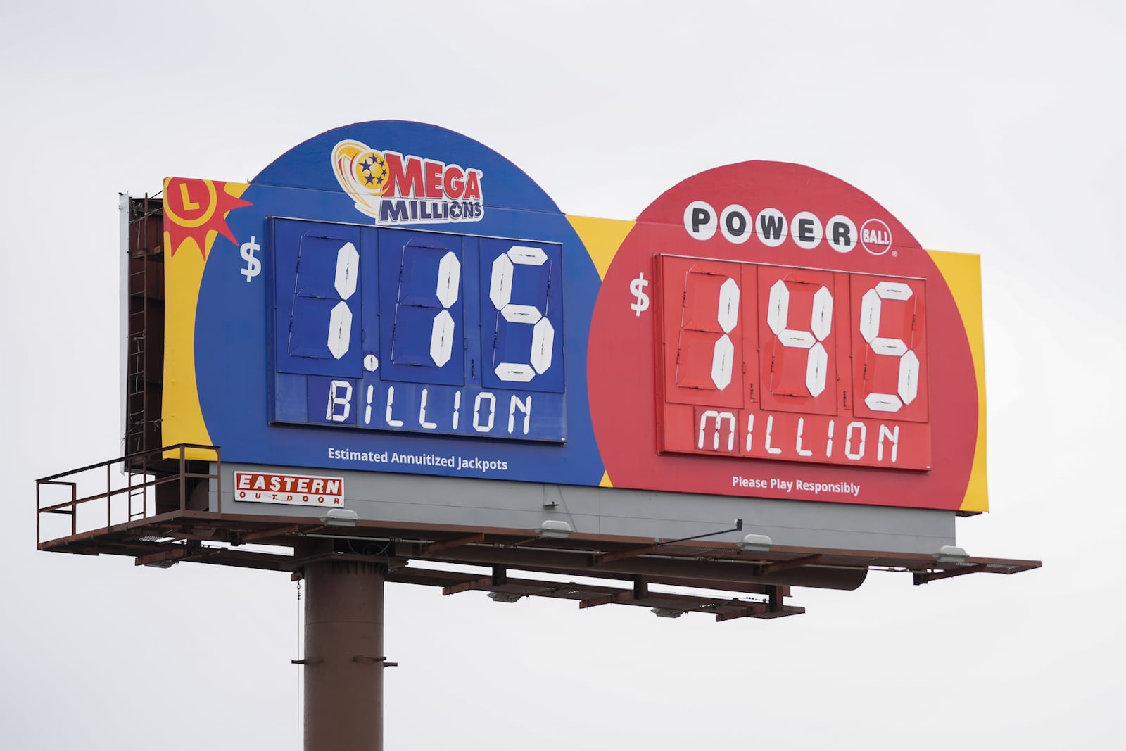 A billboard advertising the $1.15 billion Mega Millions jackpot is seen in Baltimore, Thursday, Dec. 26, 2024. (AP Photo/Stephanie Scarbrough)