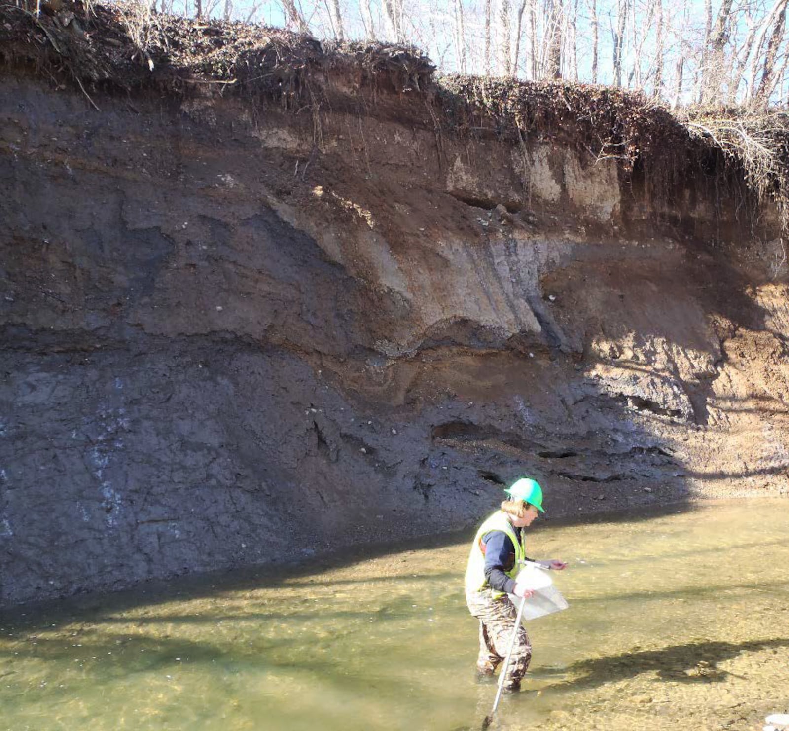 The south bank of Little Twin Creek dives nearly 30 feet down from Manning Road, which is threatened by continued erosion. Montgomery County will be spending more than $800,000 to realign and stabilize the creek. SUBMITTED