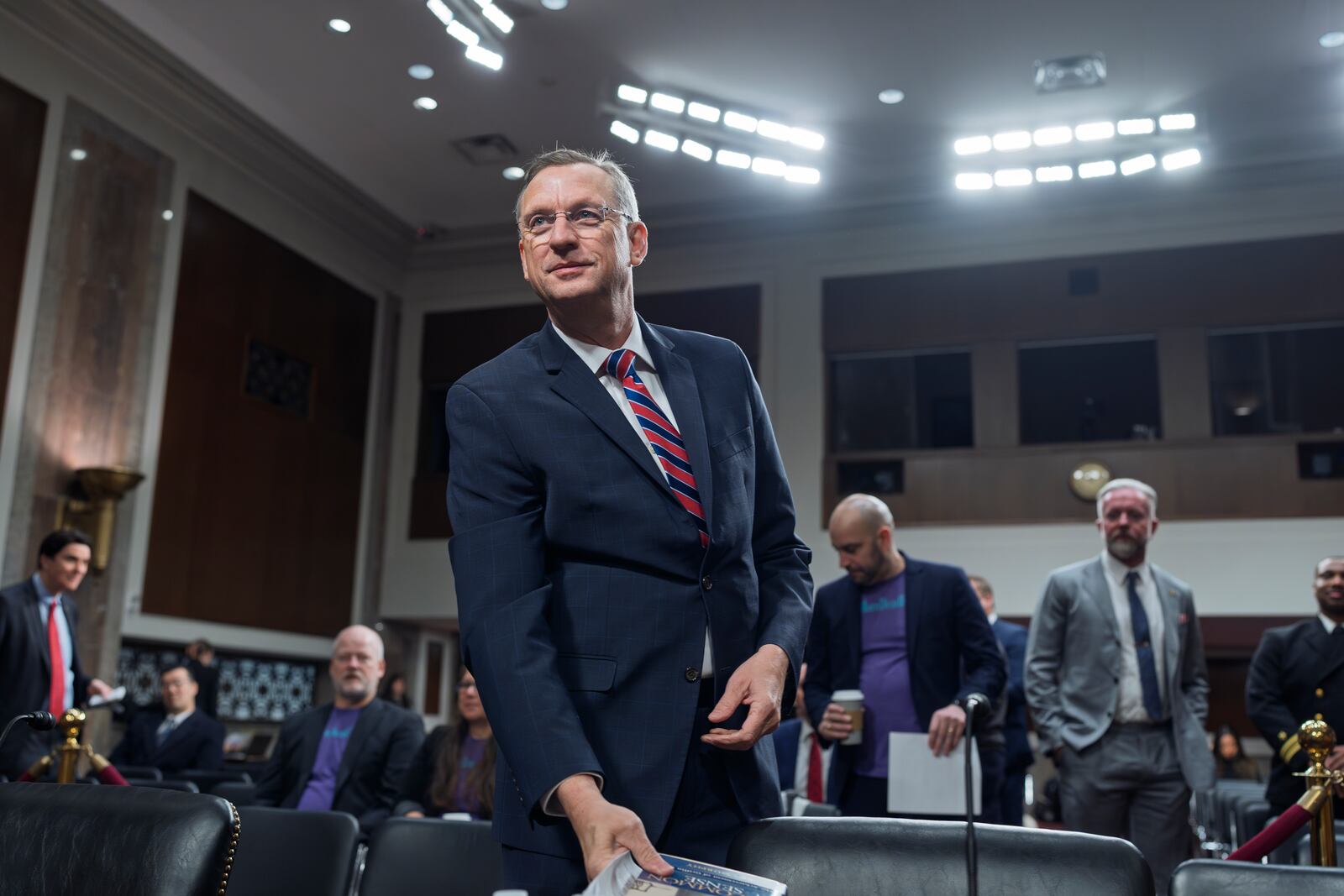 Doug Collins, President Donald Trump's pick to be Secretary of the Department of Veterans' Affairs, appears at his confirmation hearing before the Senate Veterans' Affairs Committee, at the Capitol in Washington, Tuesday, Jan. 21, 2025. (AP Photo/J. Scott Applewhite)