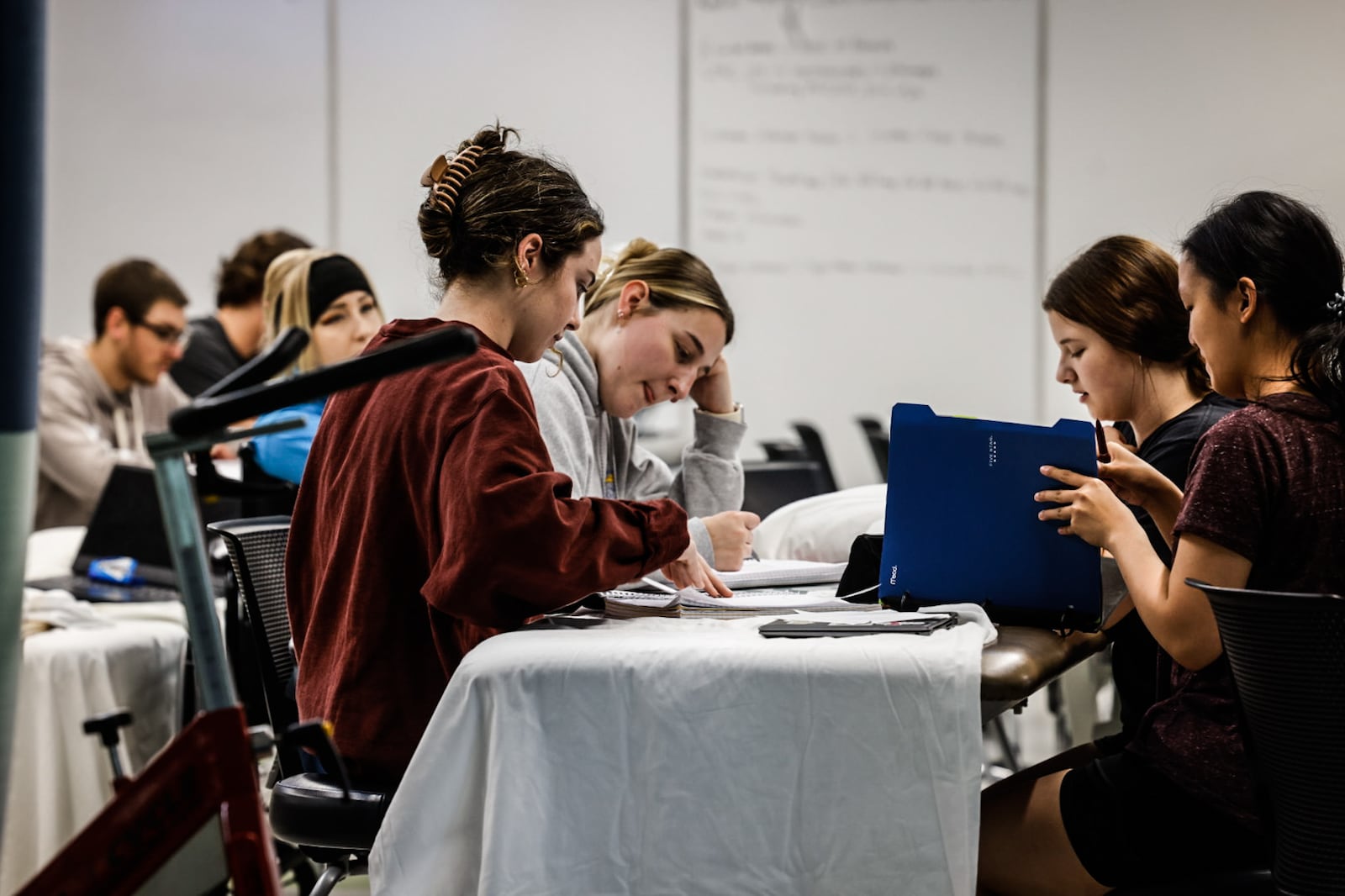 Students at Sinclair College study at the rehabilitation clinic health services center in building 14 Wednesday October 9, 2024. JIM NOELKER/STAFF