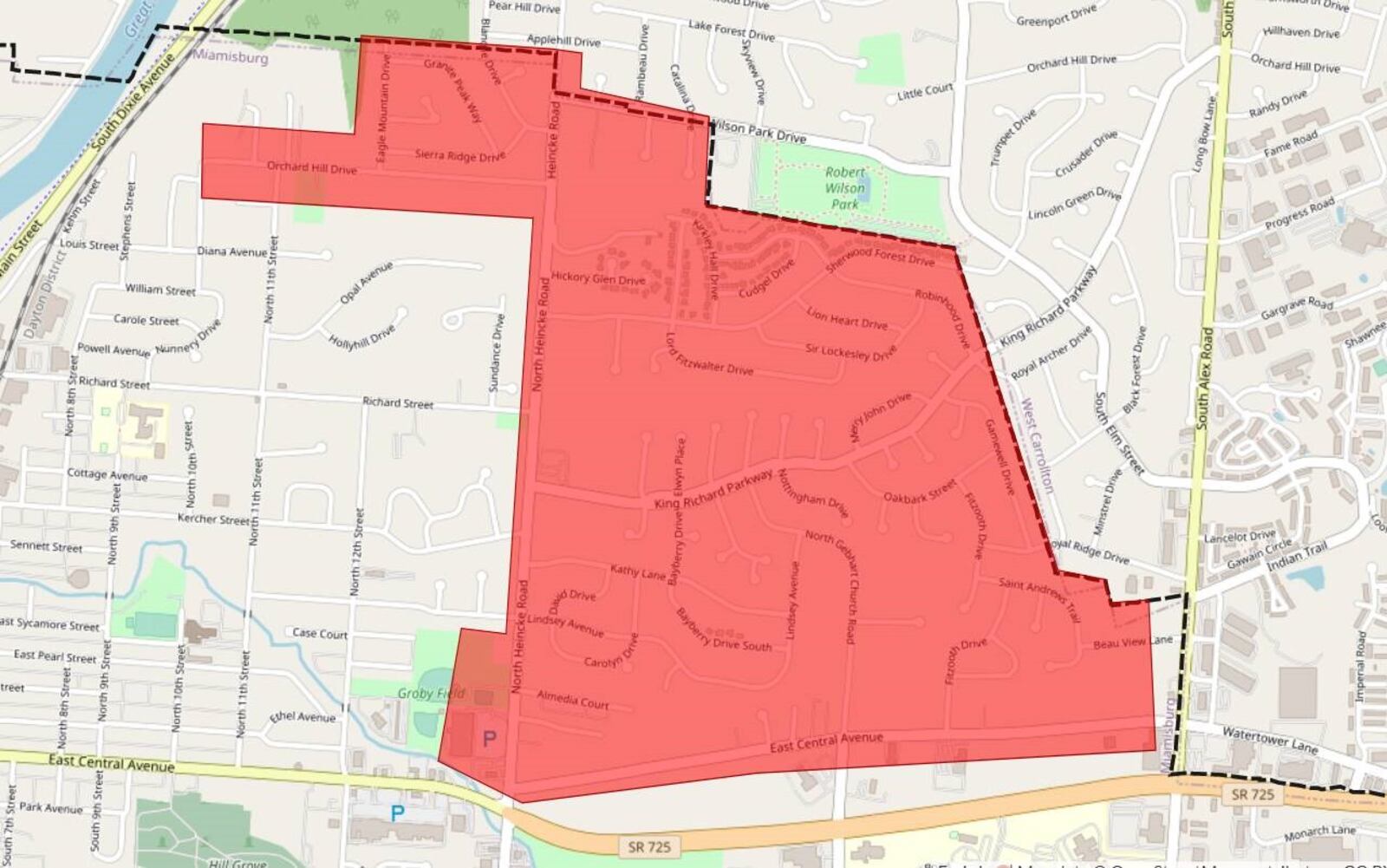 The highlighted area is the area under a boil water advisory as of Monday, Nov. 30.