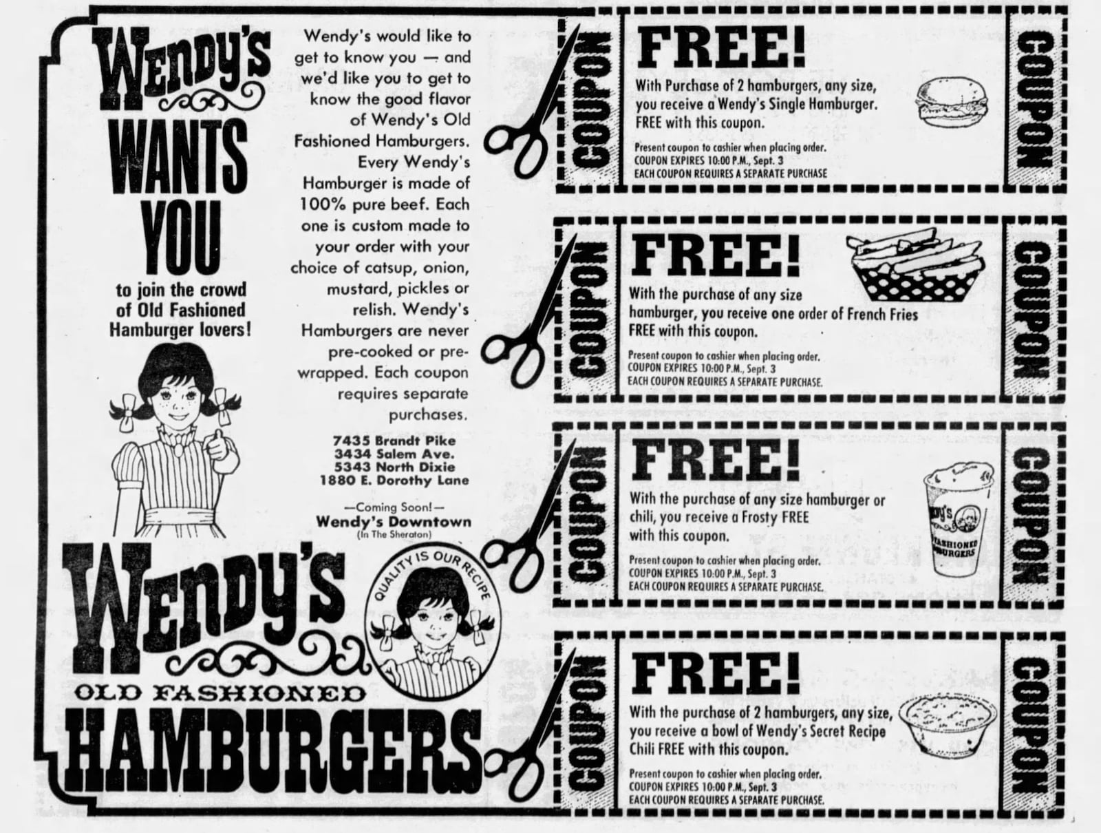 Wendy's Dayton advertisement. DAYTON DAILY NEWS ARCHIVE.