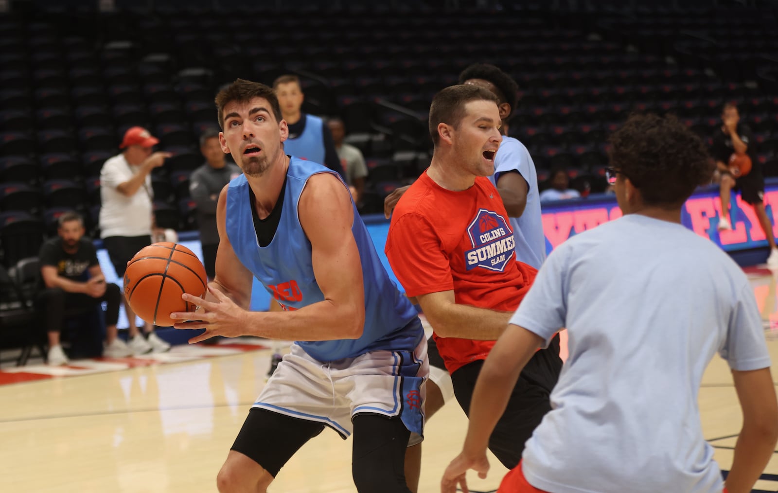 The Red Scare's A.J. Pacher practices for The Basketball Tournament on Sunday, July 23, 2023, at UD Arena in Dayton. David Jablonski/Staff