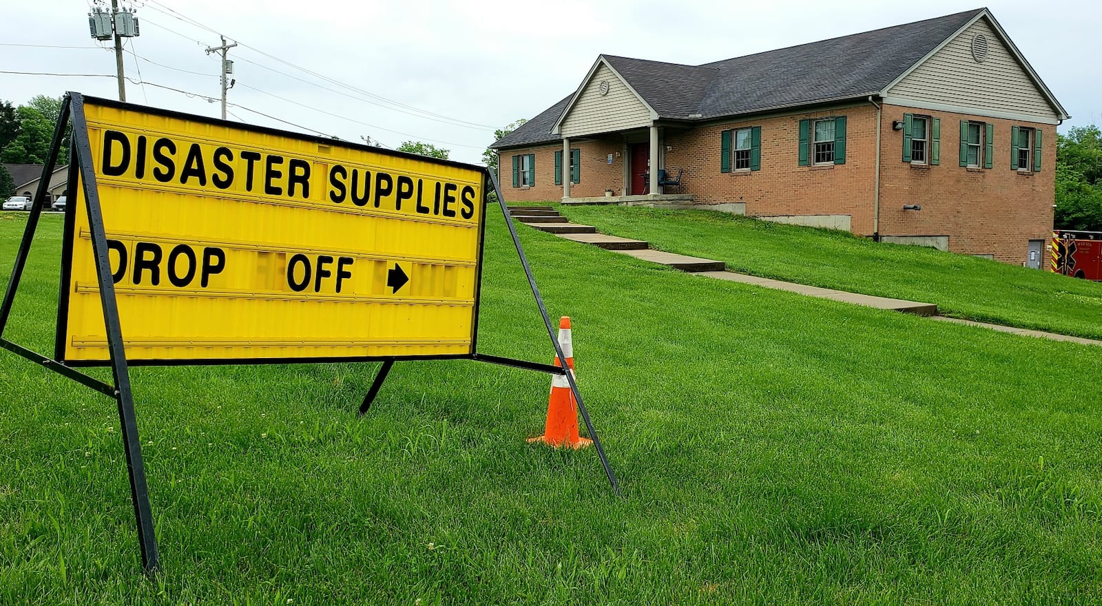 The Madison Twp. fire station at the corner of Ohio 122 and Mosiman Road is taking items to be donated to Dayton tornado victims. NICK GRAHAM/STAFF