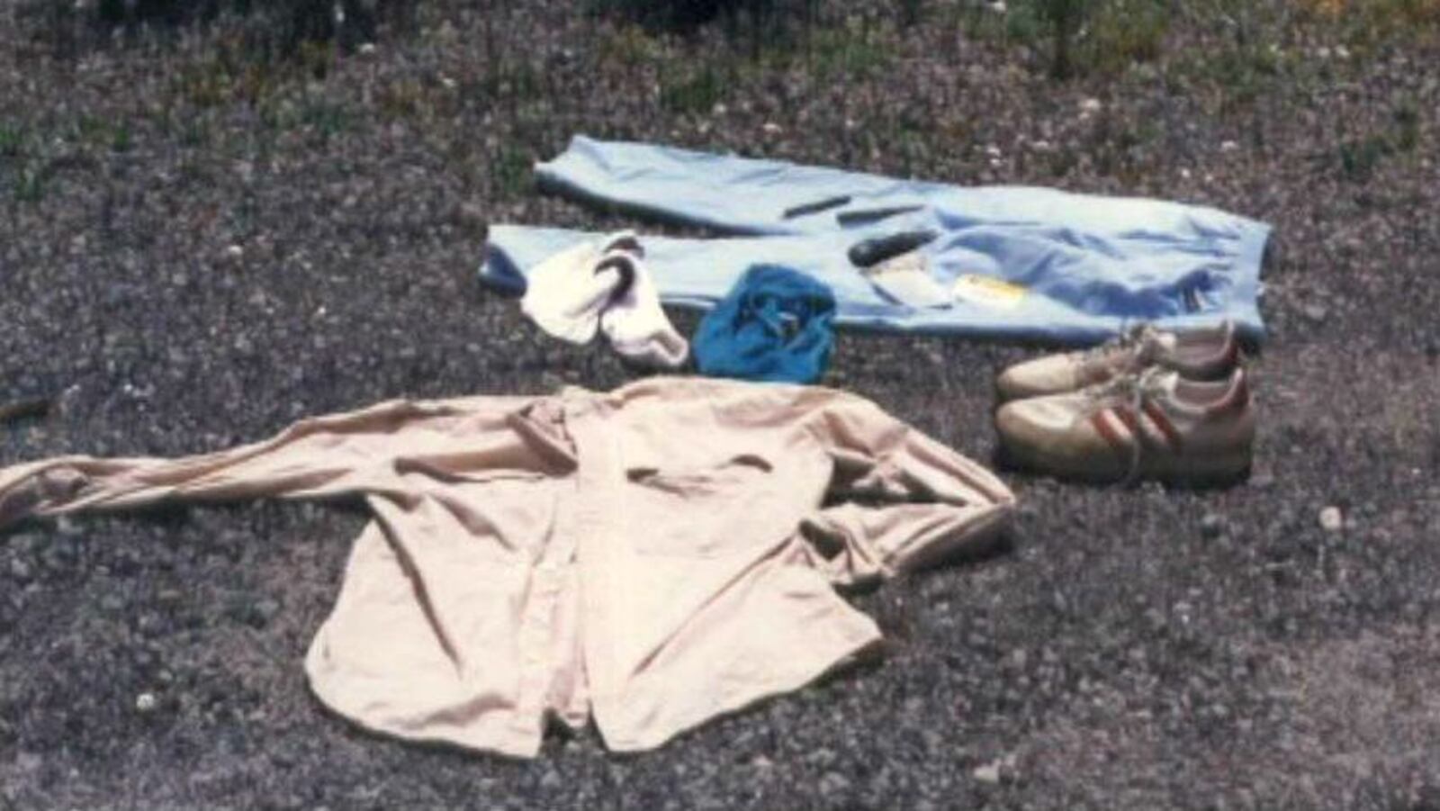 Scott Johnson's clothing is seen as it was found Dec. 10, 1988, on the cliff near Sydney, Australia, where he died. New South Wales Police officials announced an arrest Tuesday, May 12, 2020, in the cold case killing of Johnson, an American mathematician. Authorities believe Johnson, 27, was the victim of a gay hate crime.