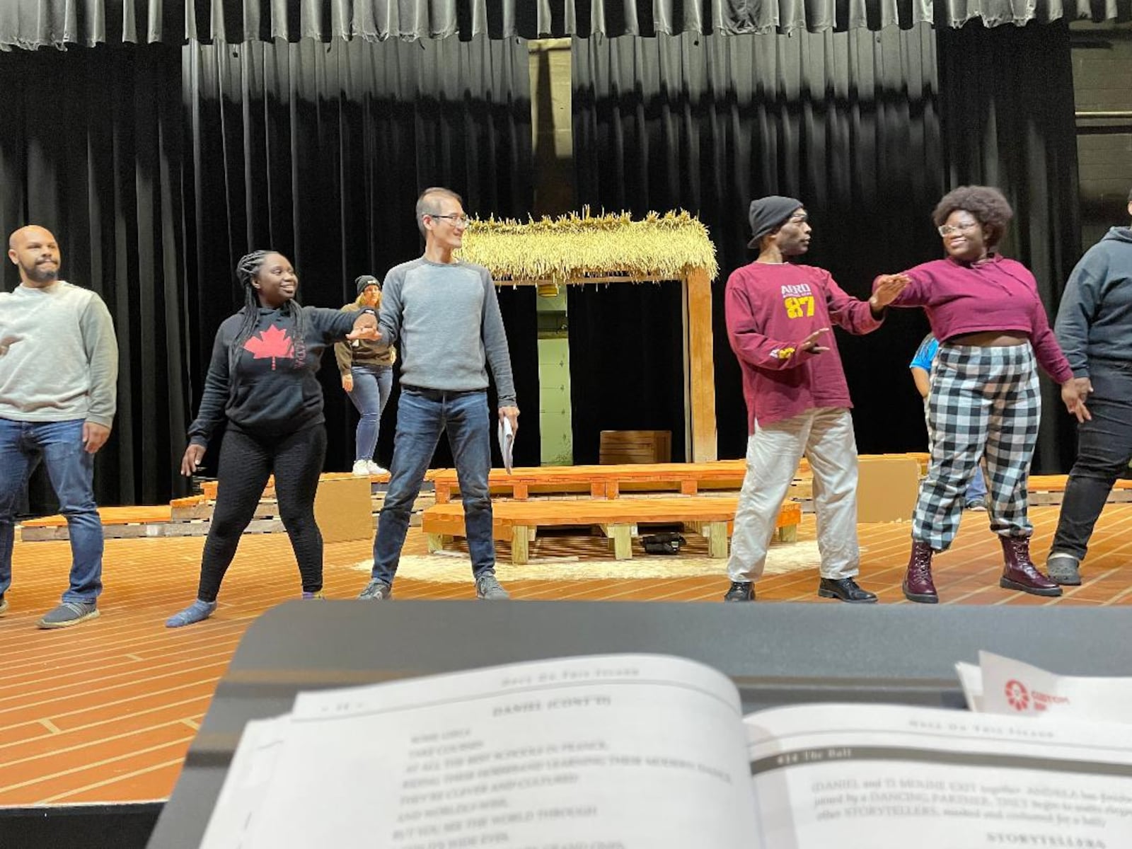 The cast of "Once On This Island" in rehearsals. CONTRIBUTED