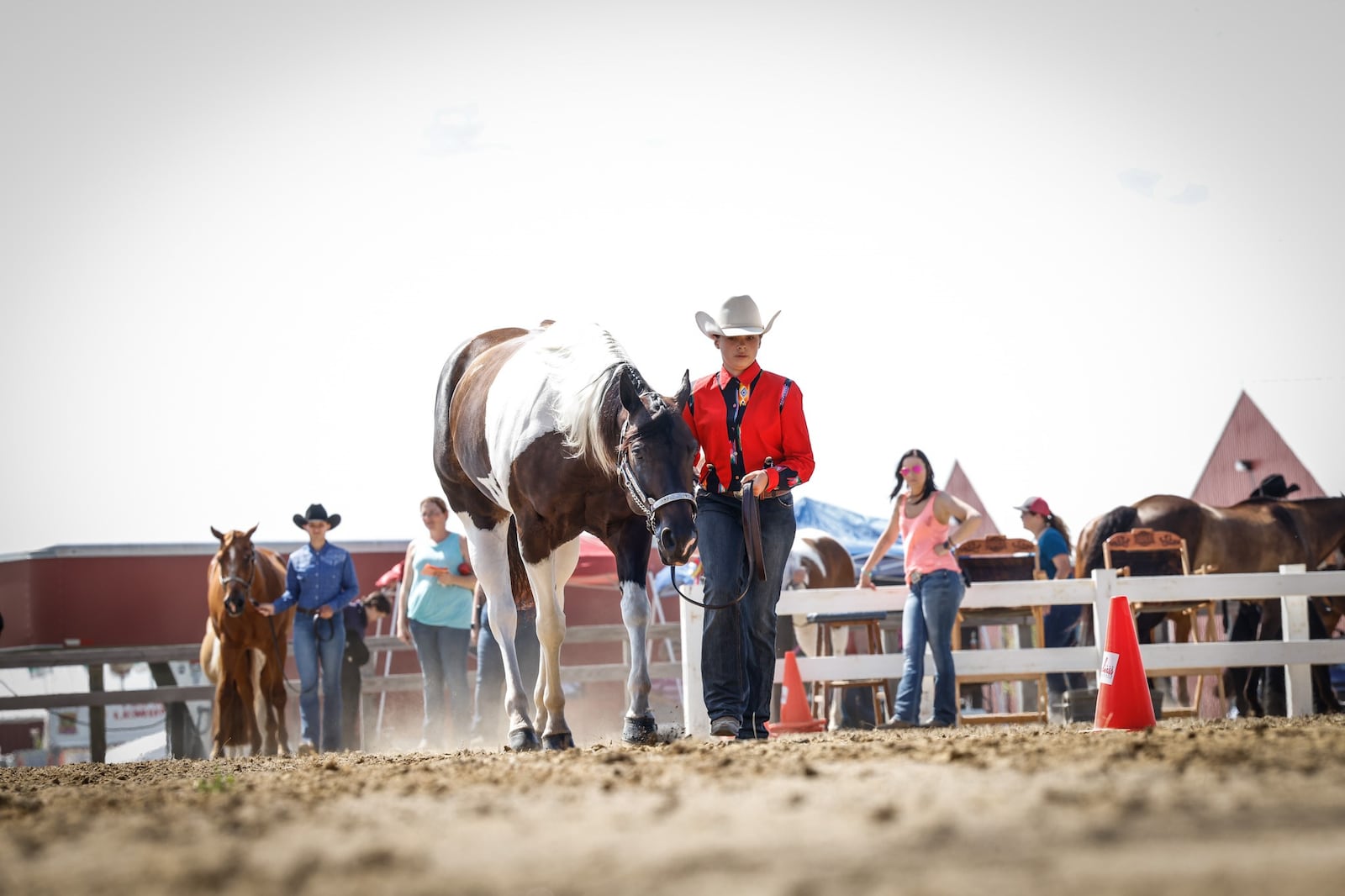 Lacy McNutt and her horse, Roxy, from New Lebanon, participates in the Montgomery County Fair 4-H Horse Show  Tuesday July 12, 2022. JIM NOELKER/STAFF