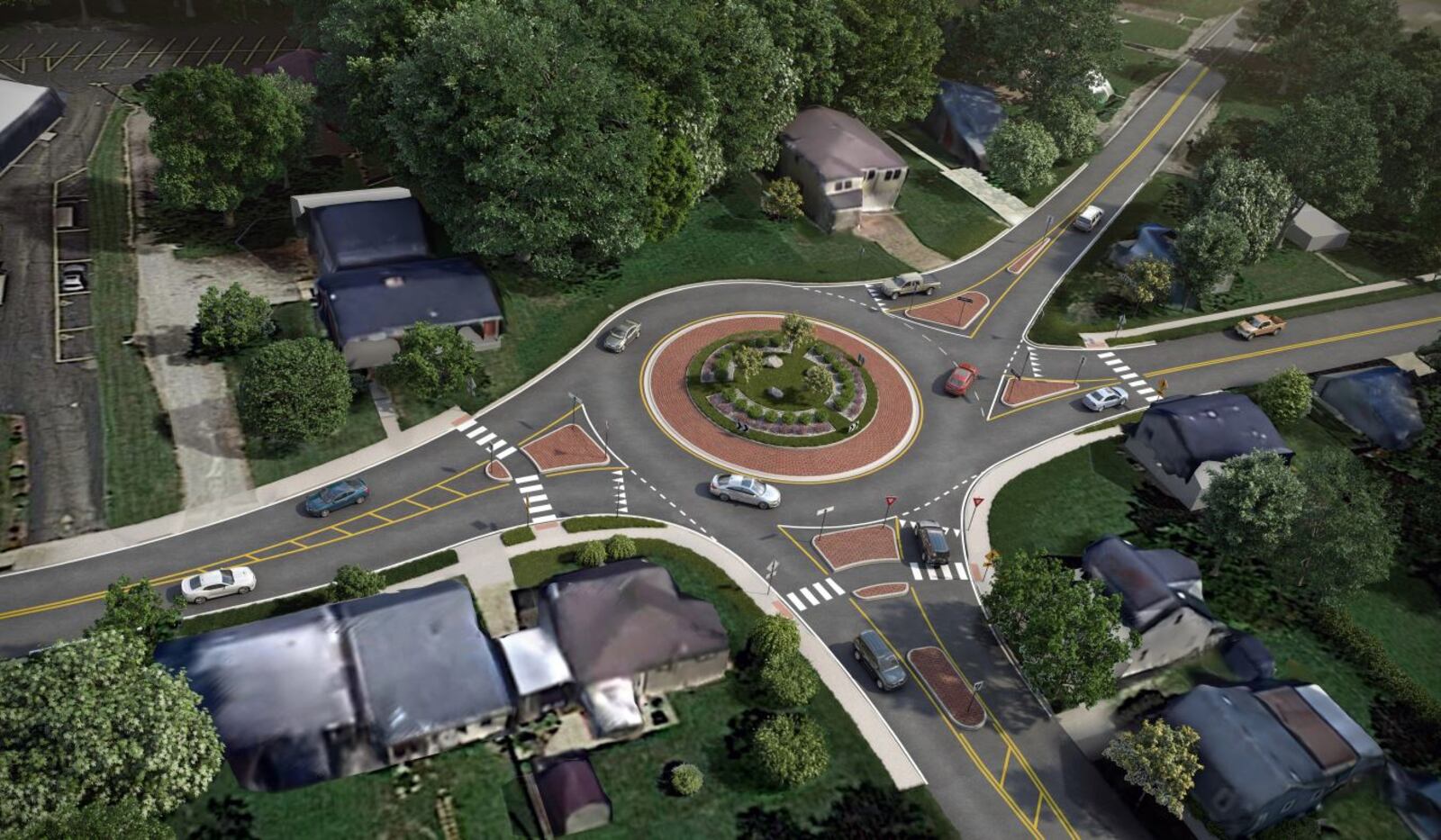 Rendering of proposed roundabout to be installed at North Columbus and East Church streets in Xenia.