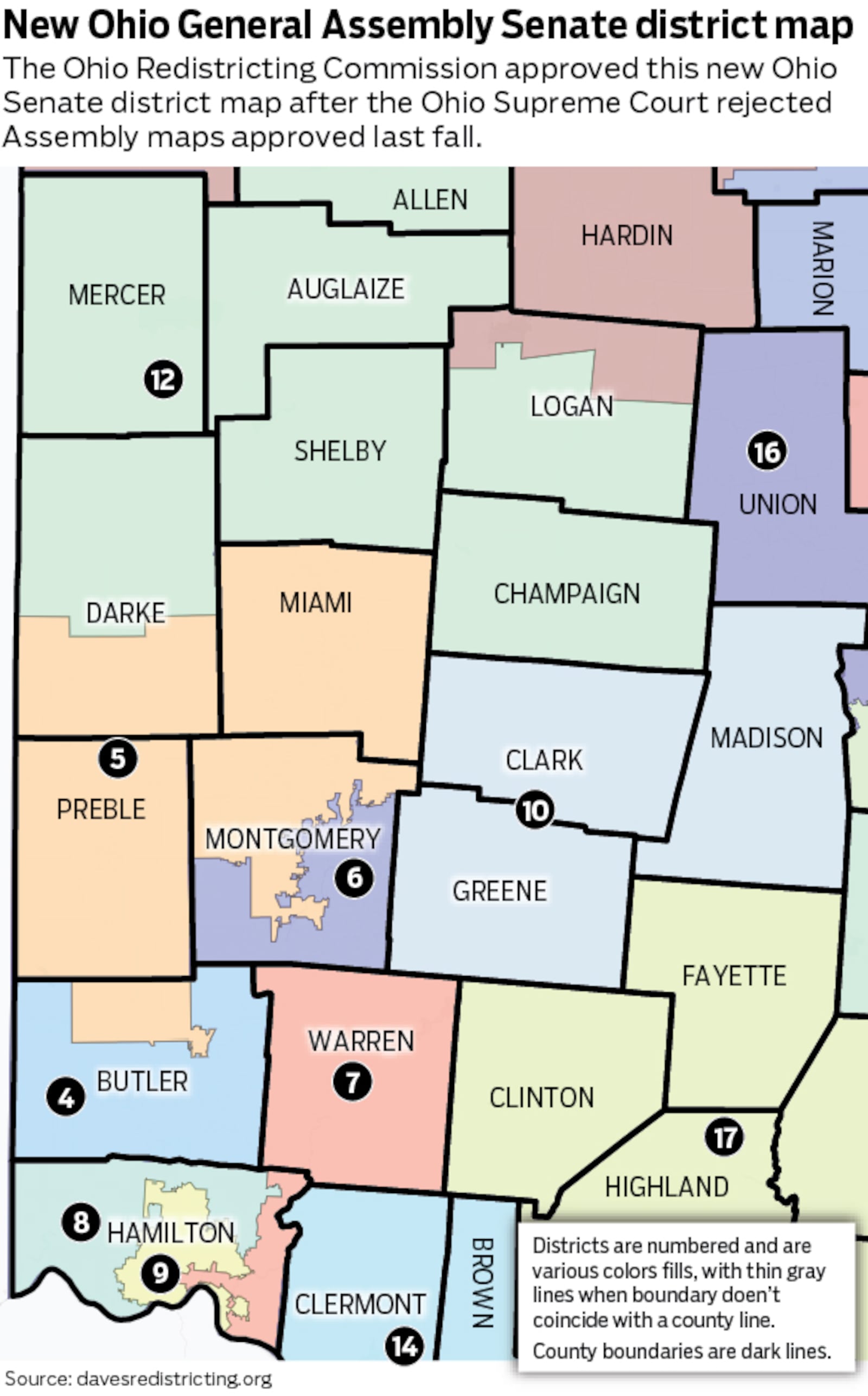 New Ohio Senate districts map