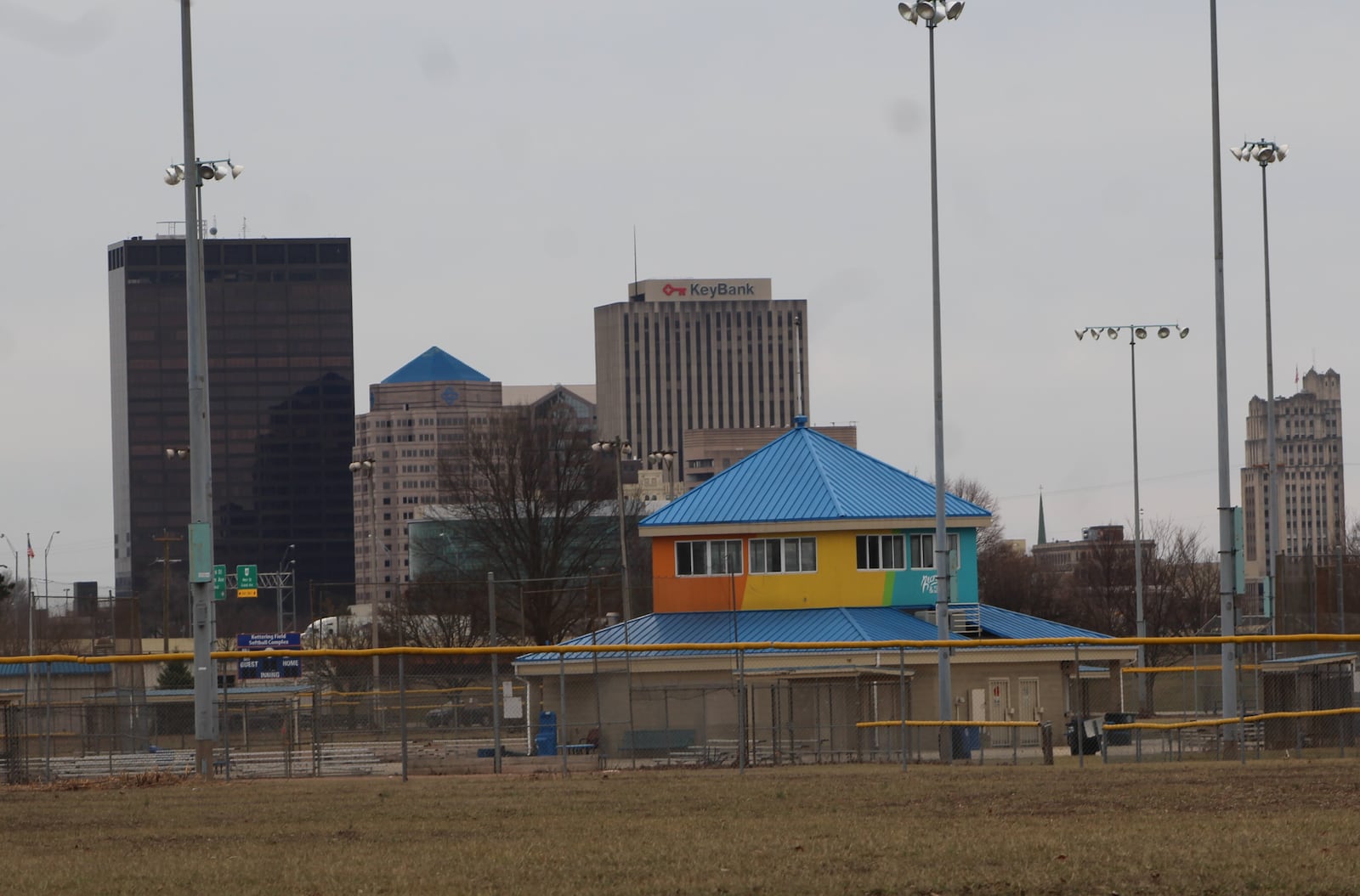 Kettering Field in the McCook Field neighborhood, with downtown skyscrapers in the background. CORNELIUS FROLIK / STAFF