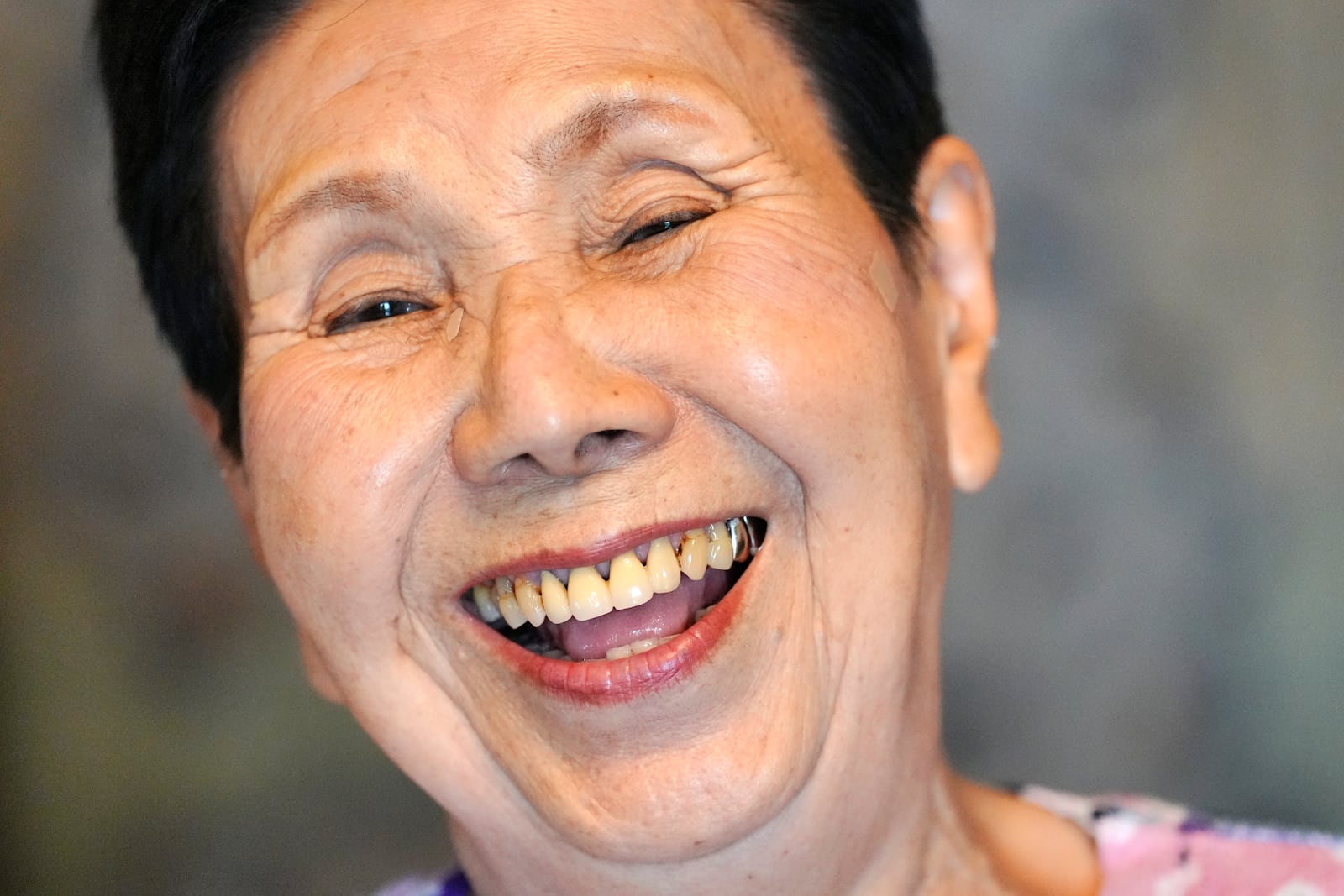 Hideko Hakamada, sister of Iwao Hakamada, is interviewed in Hamamatsu, Shizuoka prefecture, central Japan, Thursday, Oct. 17, 2024. (AP Photo/Eugene Hoshiko)