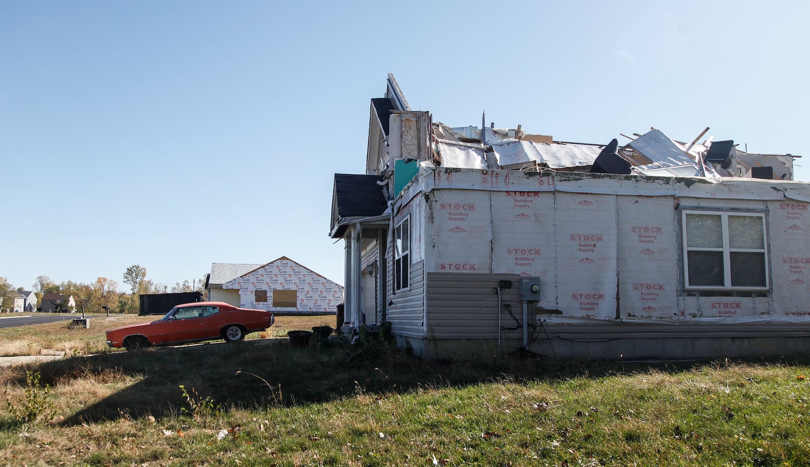 A home in Trotwood's Wolf Creek Run subdivision remains in disrepair five months after the EF4 Memorial Day tornado. CHRIS STEWART / STAFF