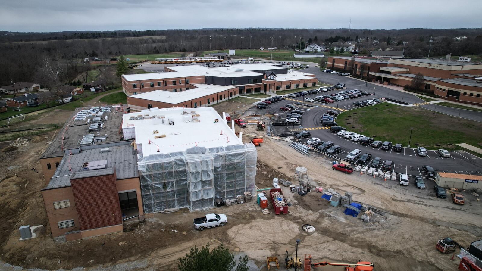 Wayne Local Schools are building a new performing arts center, district administrative offices and a flexible space classroom expansion wing. JIM NOELKER/STAFF