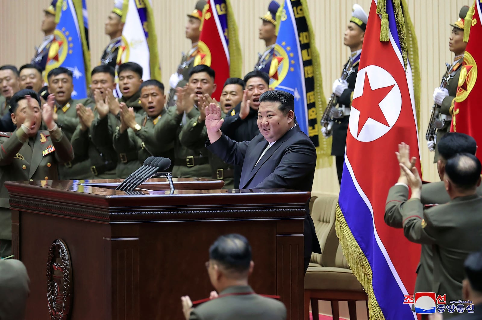 In this photo provided by the North Korean government, North Korean leader Kim Jong Un, center, attends a meeting in Pyongyang, North Korea, on Nov. 15, 2024. Independent journalists were not given access to cover the event depicted in this image distributed by the North Korean government. The content of this image is as provided and cannot be independently verified. Korean language watermark on image as provided by source reads: "KCNA" which is the abbreviation for Korean Central News Agency. (Korean Central News Agency/Korea News Service via AP)