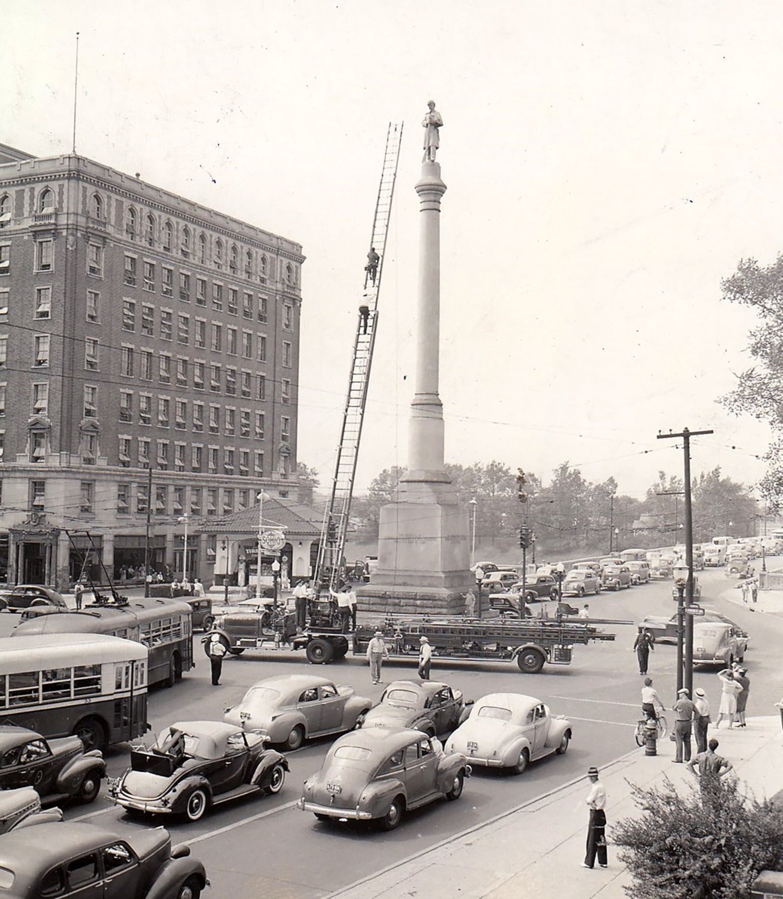 The symbol to the Civil War stood at the intersection of Main and Water Streets until 1948 when it was relocated to alleviate traffic congestion. DAYTON DAILY NEWS ARCHIVE