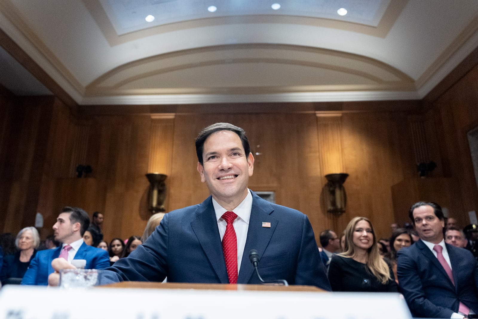 Sen. Marco Rubio, R-Fla., President-elect Donald Trump's choice to be Secretary of State, appears before the Senate Foreign Relations Committee for his confirmation hearing, at the Capitol in Washington, Wednesday, Jan. 15, 2025. (AP Photo/Alex Brandon)