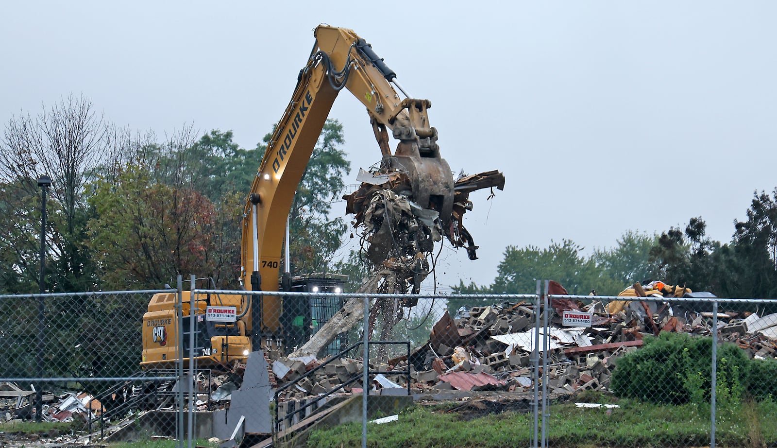 The former Days Inn at 2 West Leffel Lane is now a pile of rubble as a demolition crew finished tearing the hotel down Monday, Sept. 30, 2024. BILL LACKEY/STAFF