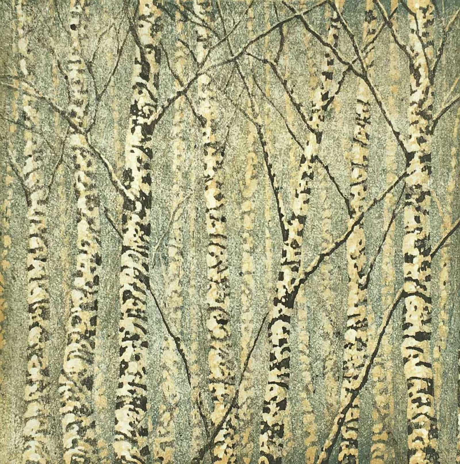 Andrea Starkey’s woodblock reduction print is entitled “Forest No. 14.” Submitted.