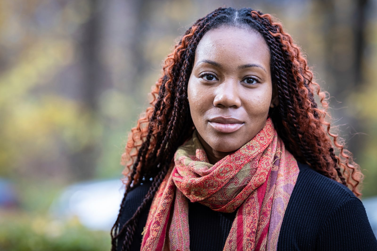 Olivia Gordon is photographed at a park in Yonkers, N.Y., Saturday, Nov. 23, 2024. (AP Photo/Stefan Jeremiah)