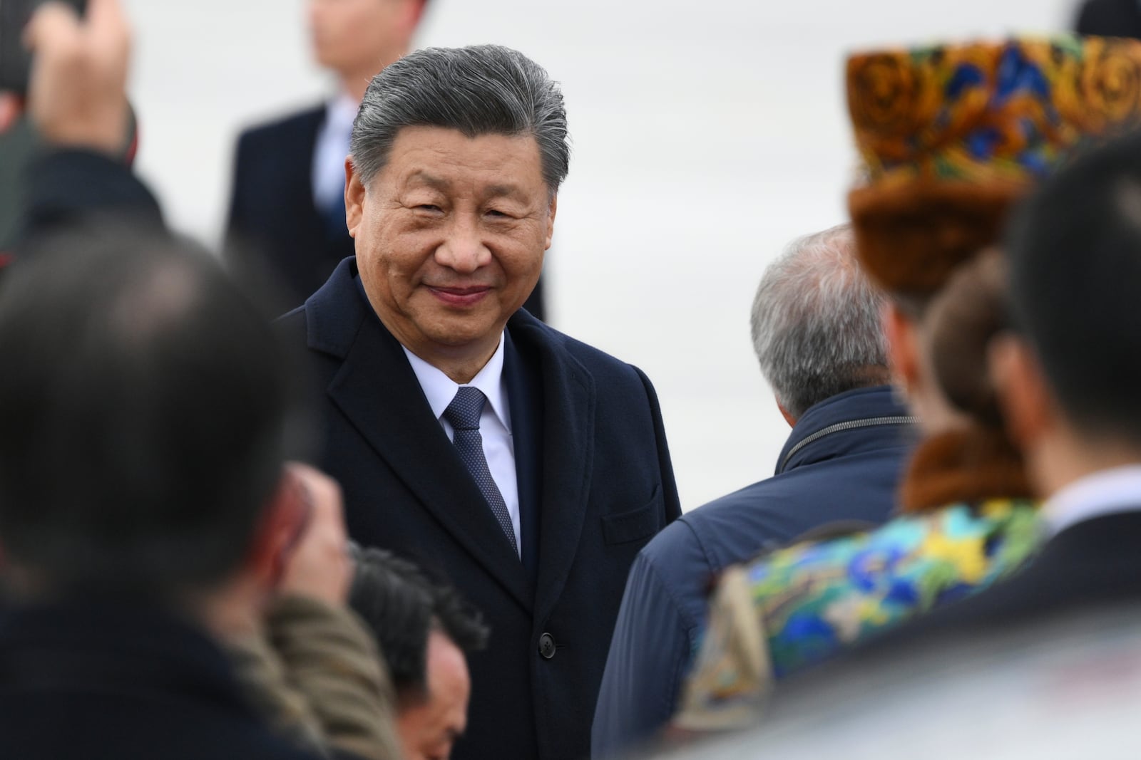 Chinese President Xi Jinping arrives at Kazan International Airport prior to the BRICS Summit in Kazan, Russia, Tuesday, Oct. 22, 2024. (Alexei Danichev/Photo host brics-russia2024.ru via AP)