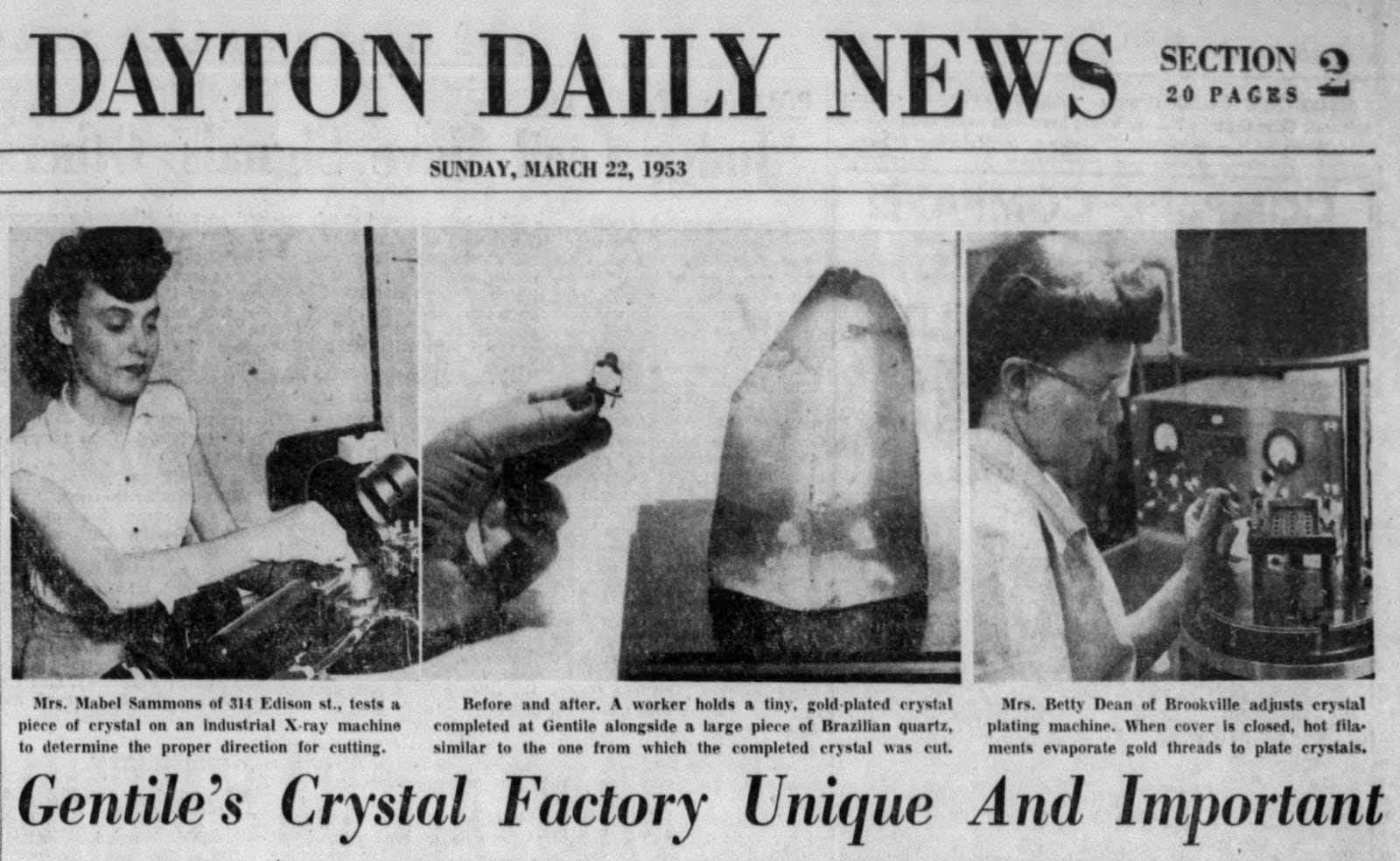 Dayton Daily News Mar. 22, 1953. DAYTON DAILY NEWS ARCHIVES