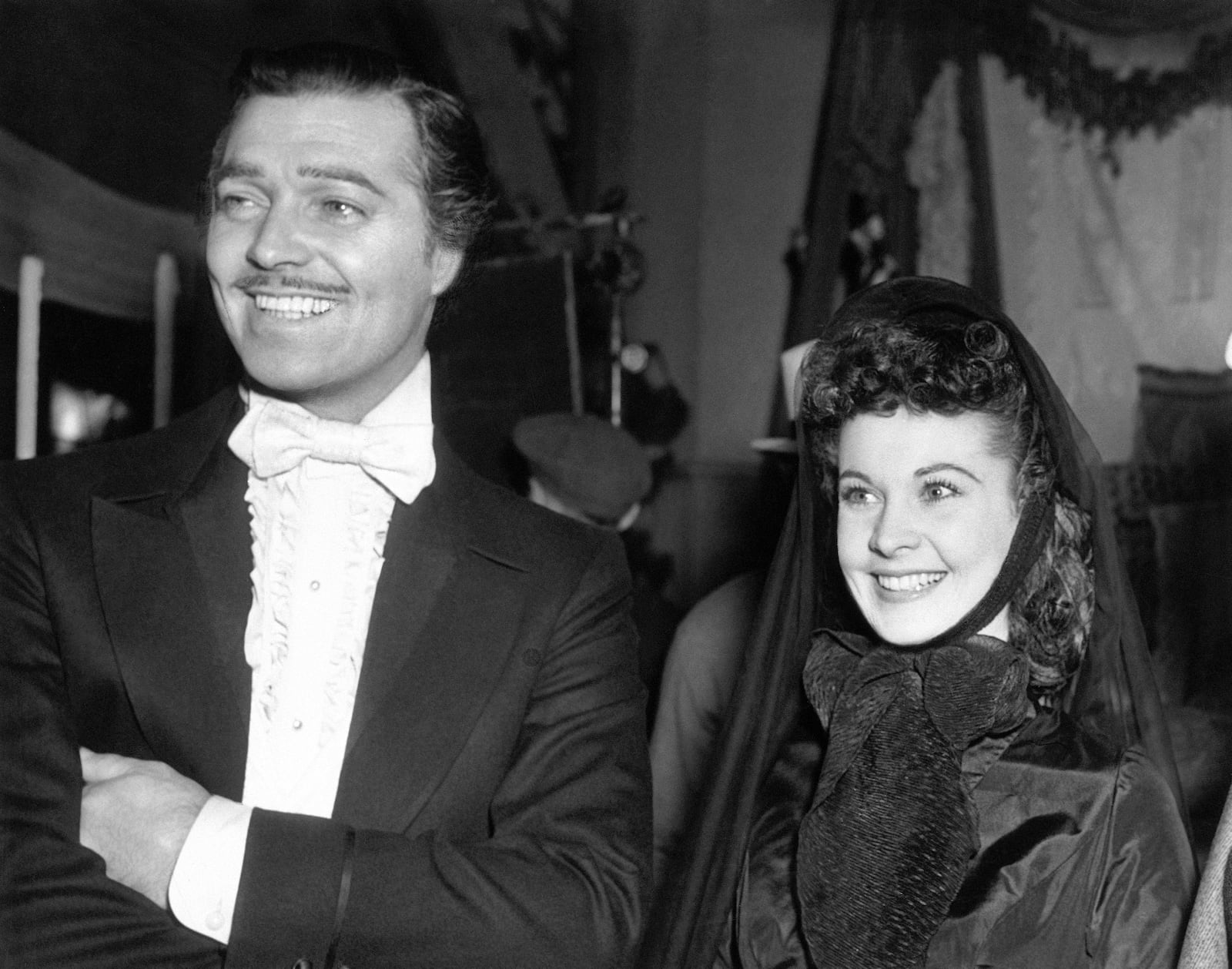 FILE - Clark Gable and Vivien Leigh are dressed in character for their first day on the film "Gone With the Wind" in Los Angeles, March 17, 1939. (AP Photo, File)