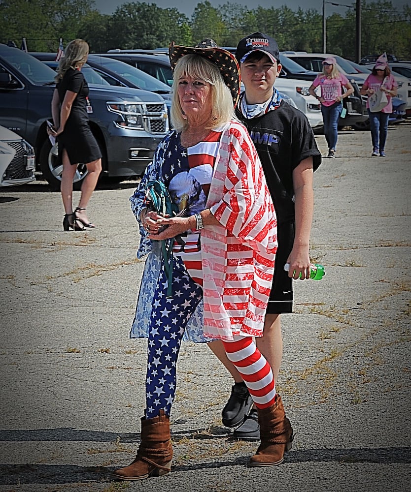 Trump Supporters gather outside Dayton International Airport Monday