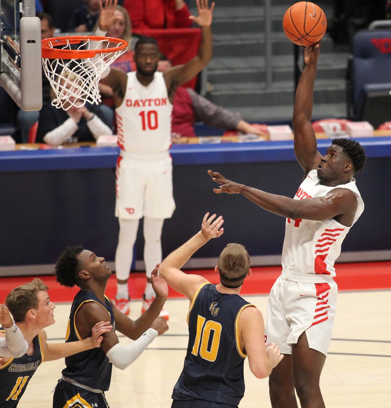 Dayton against Cedarville in an exhibition game on Saturday, Nov. 2, 2019, at UD Arena.