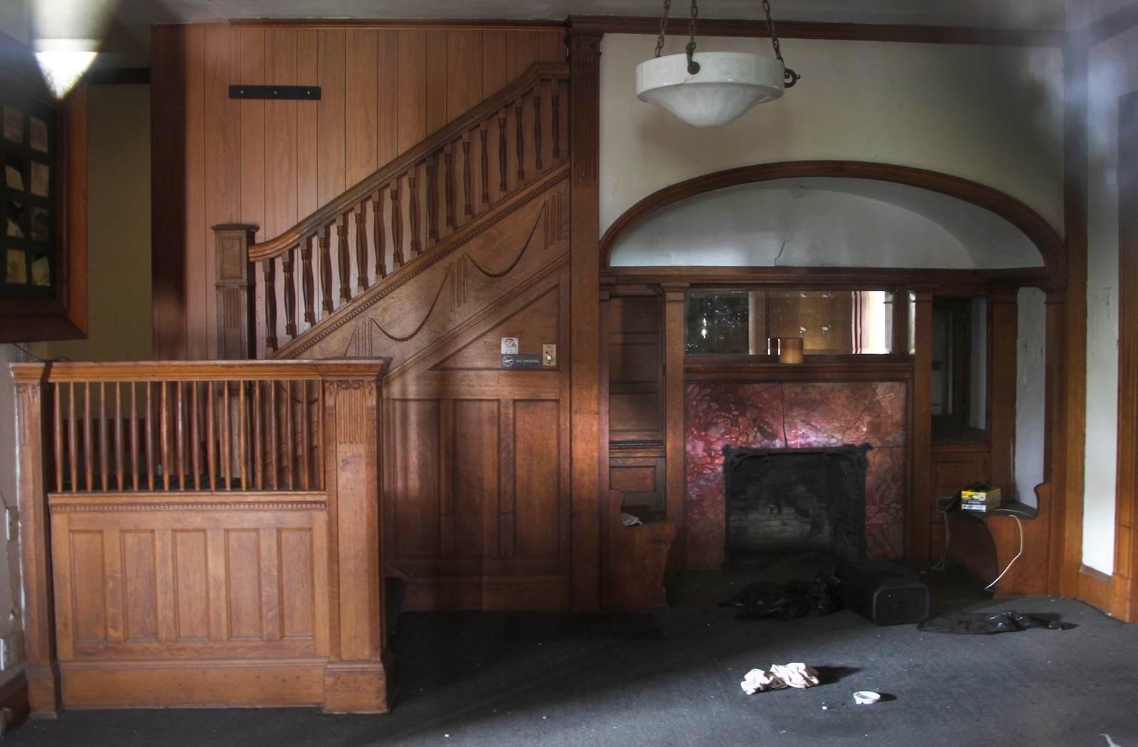 A view from the front door of the interior of the home at 815 W. Grand Ave. which was once the home of James M. Cox before he became Ohio governor. LISA POWELL / STAFF