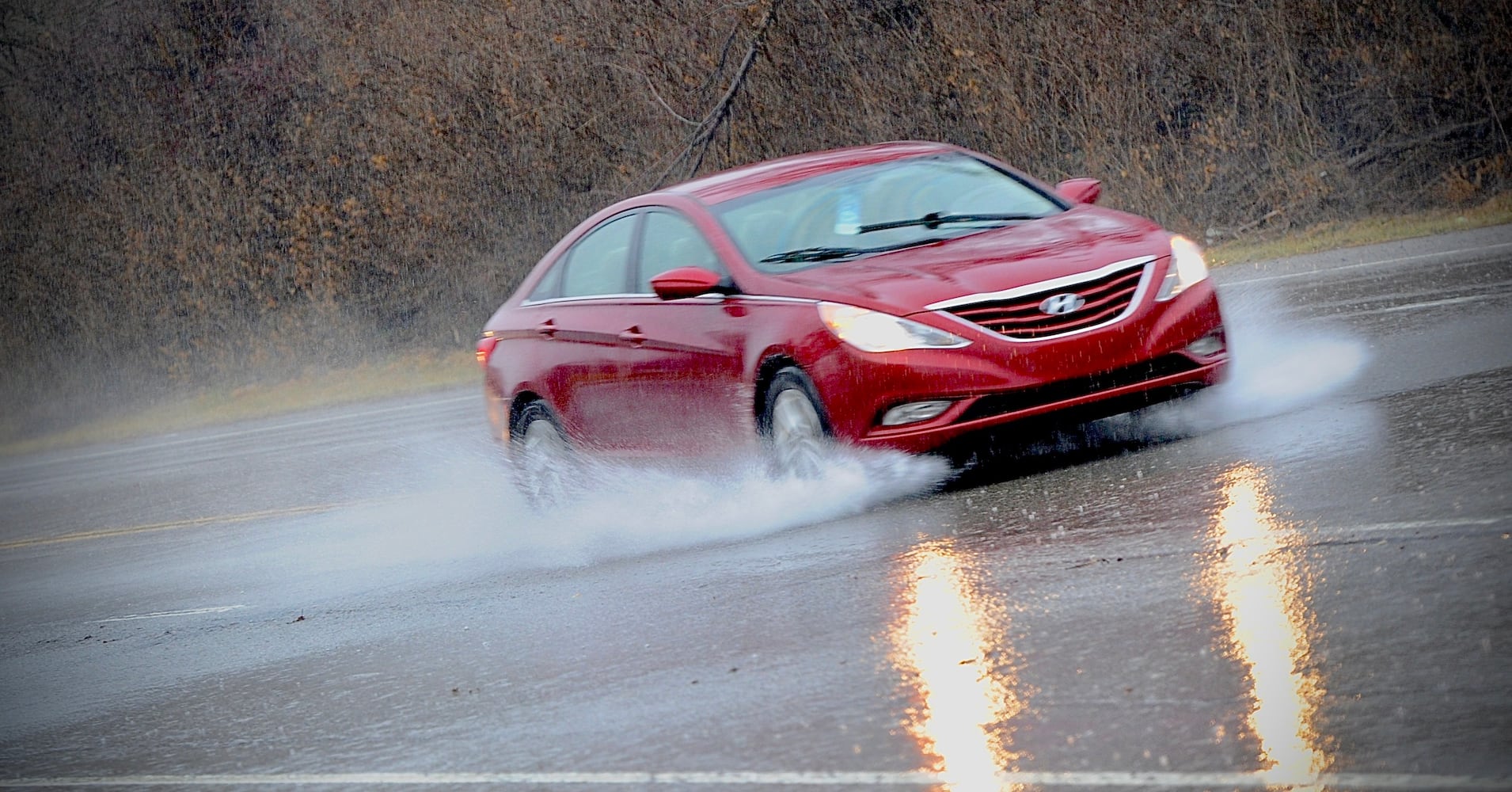 Standing water on road