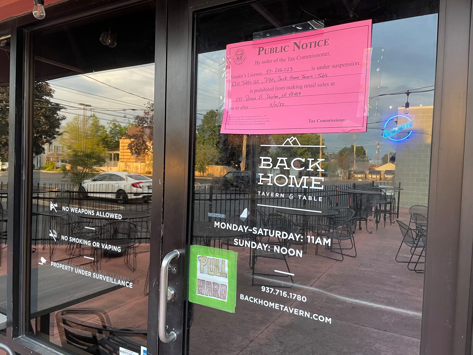 Back Home Tavern & Table, a restaurant on Brown Street near the University of Dayton, has had its vendor’s license suspended by the Ohio Department of Taxation.