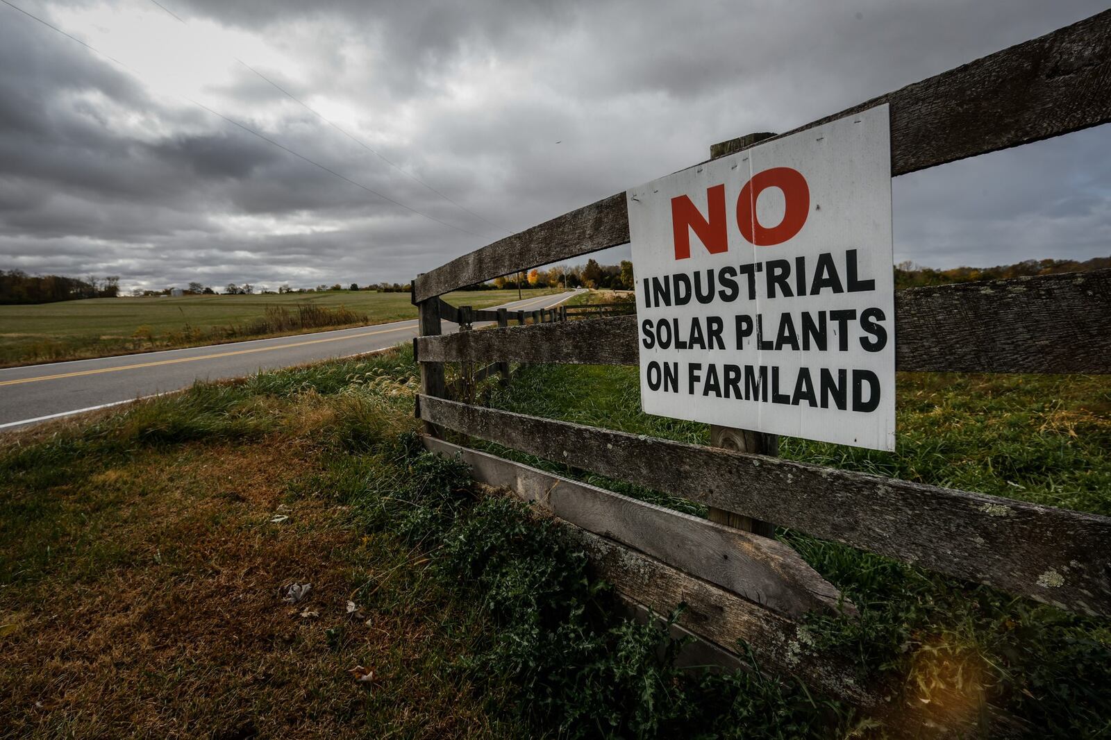 This sign opposing construction of a utility-scale solar facility is on Wilberforce-Clifton Road in Cedarville Township between Central State University and Clifton. Kingwood Solar has proposed building a utility-scale solar electric generation facility in Cedarville, Xenia and Miami townships in Greene County. JIM NOELKER/STAFF