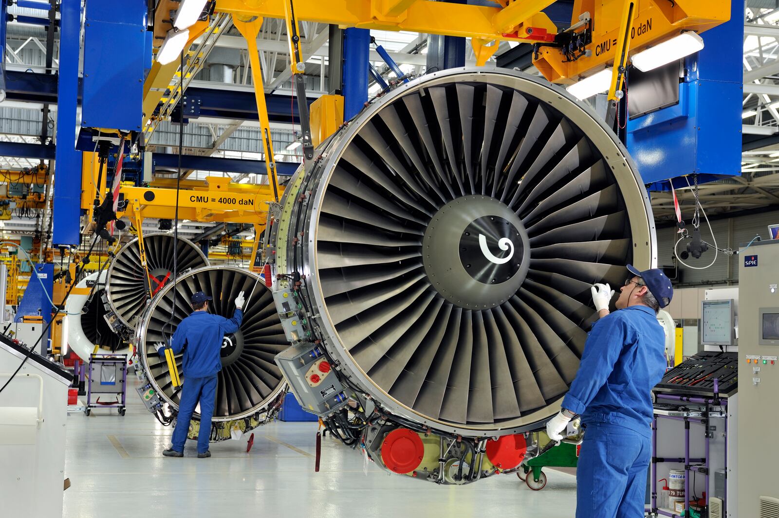 Final assembly of the CFM56-5B jet engine produced by GE Aviation joint venture CFM International.