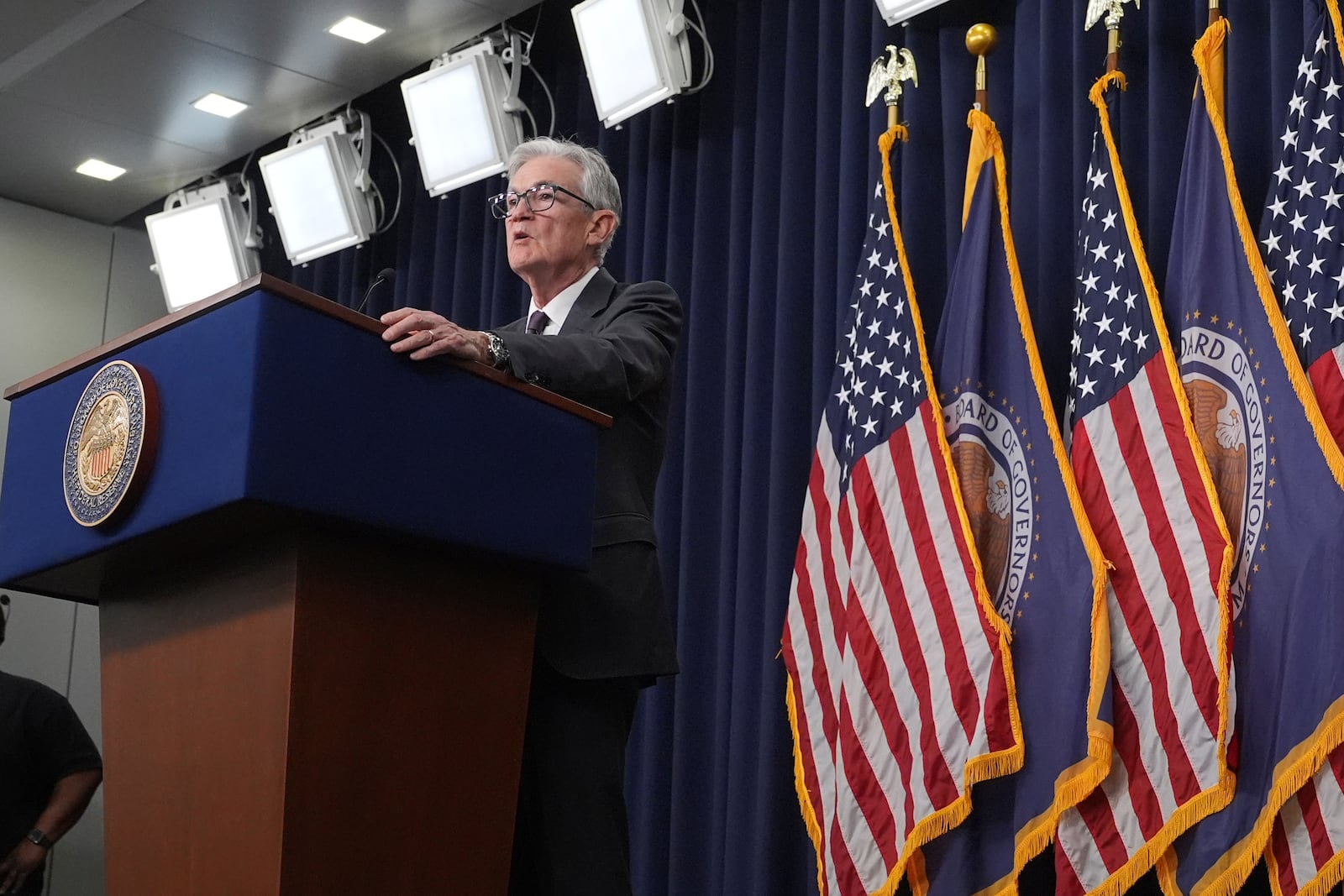 Federal Reserve Chairman Jerome Powell speaks during a news conference after the Federal Open Market Committee meeting, Wednesday, Jan. 29, 2025, at the Federal Reserve in Washington. (AP Photo/Jacquelyn Martin)