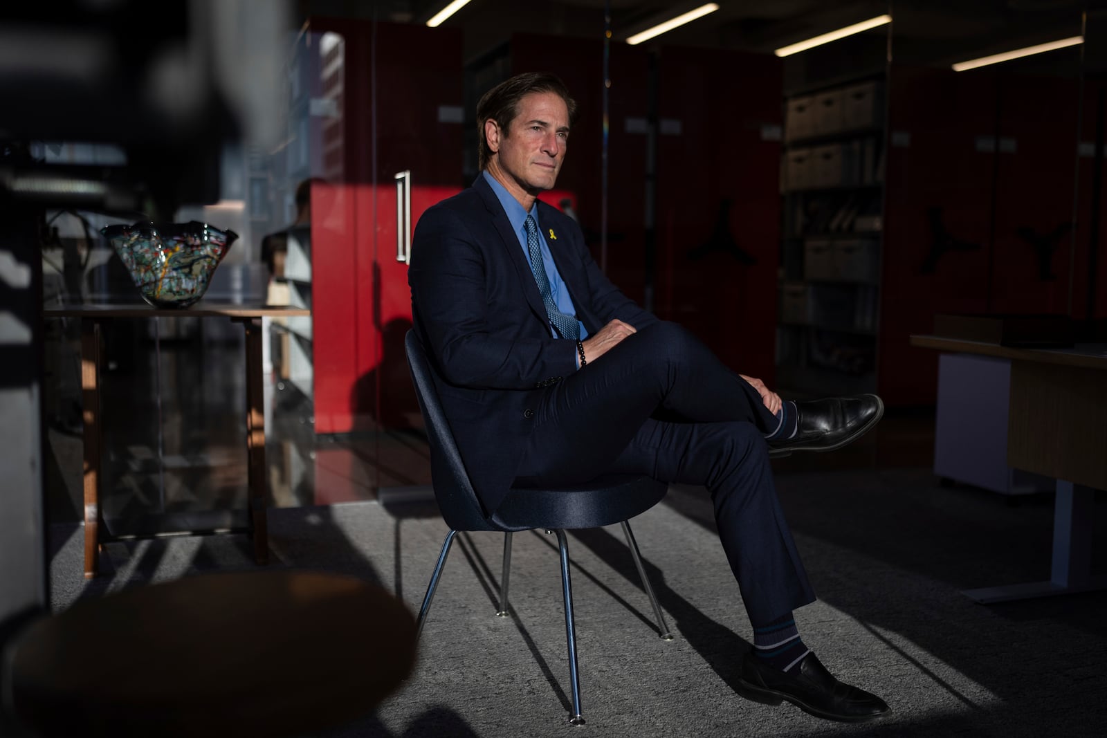 Nathan Hochman, the newly elected Los Angeles County district attorney, sits for a photo before an interview with The Associated Press in Los Angeles, Wednesday, Nov. 13, 2024. (AP Photo/Jae C. Hong)