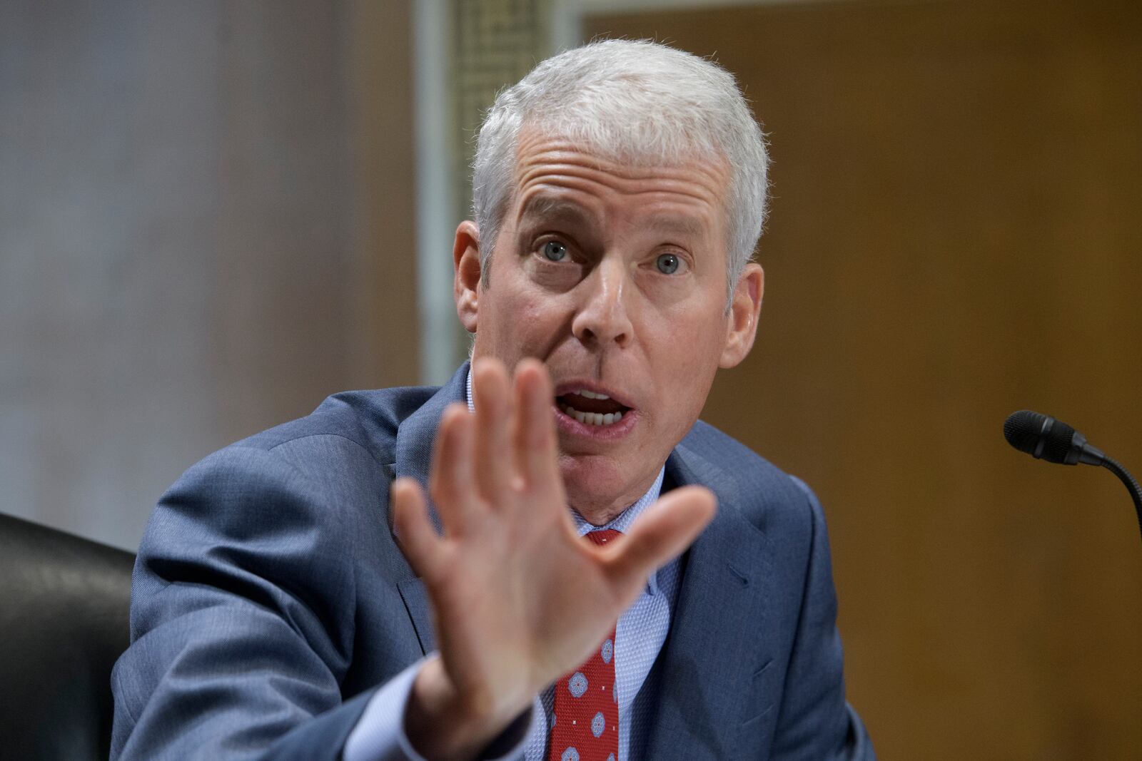 Chris Wright, President-elect Donald Trump's nominee to be Secretary of Energy, testifies during a Senate Committee on Energy and Natural Resources hearing for his pending confirmation, on Capitol Hill, Wednesday, Jan. 15, 2025, in Washington. (AP Photo/Rod Lamkey, Jr.)