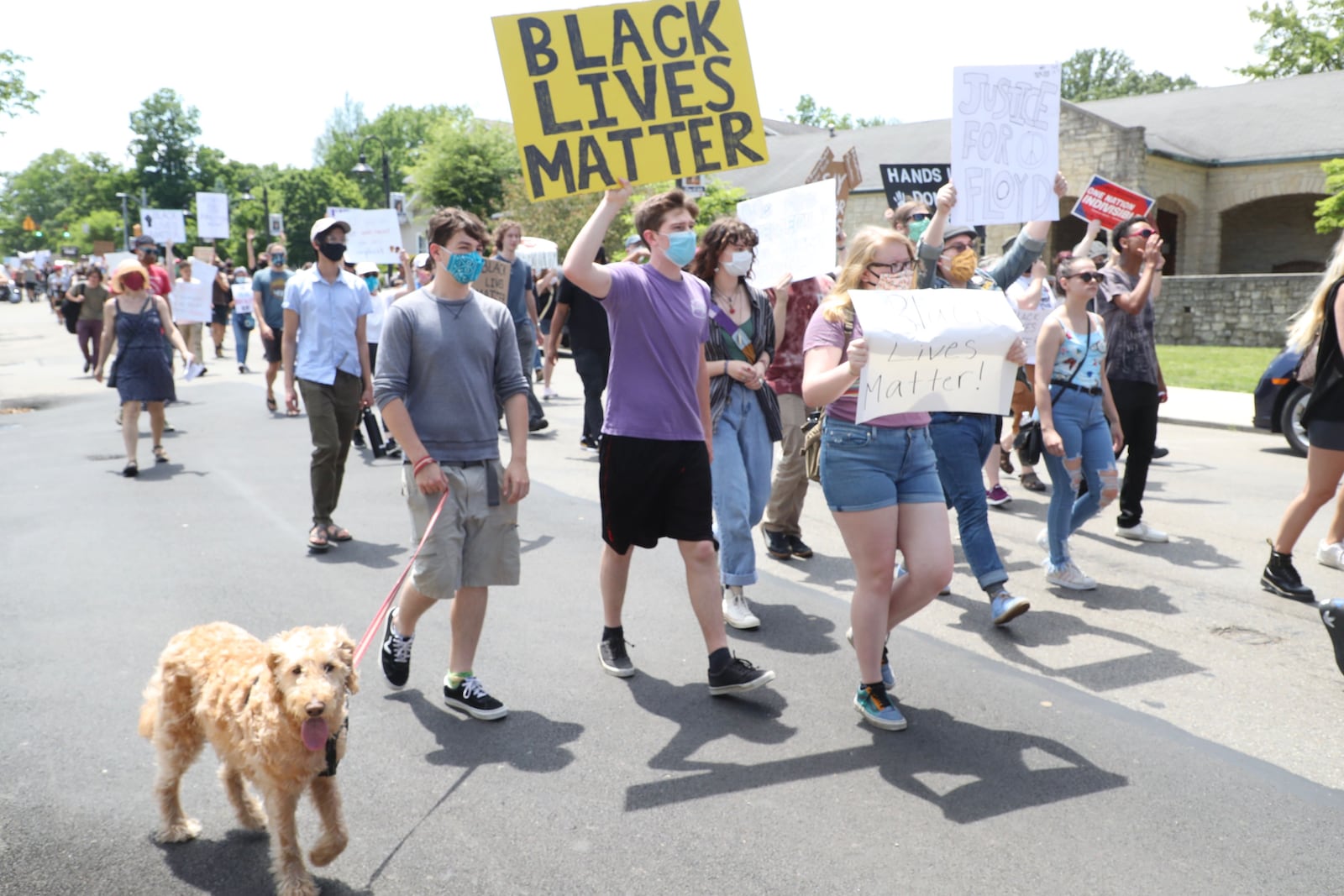 George Floyd protest rally continues in Yellow Springs on Saturday, June 6, 2020. Staff photo: Bill Lackey