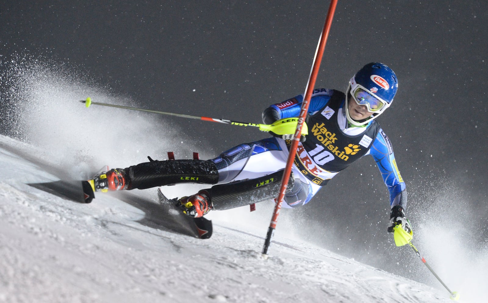 FILE - Mikaela Shiffrin, of the United States, skis on her way to win an alpine ski, women's World Cup slalom, in Are, Sweden, Thursday, Dec. 20, 2012. (AP Photo/Giovanni Auletta, File)